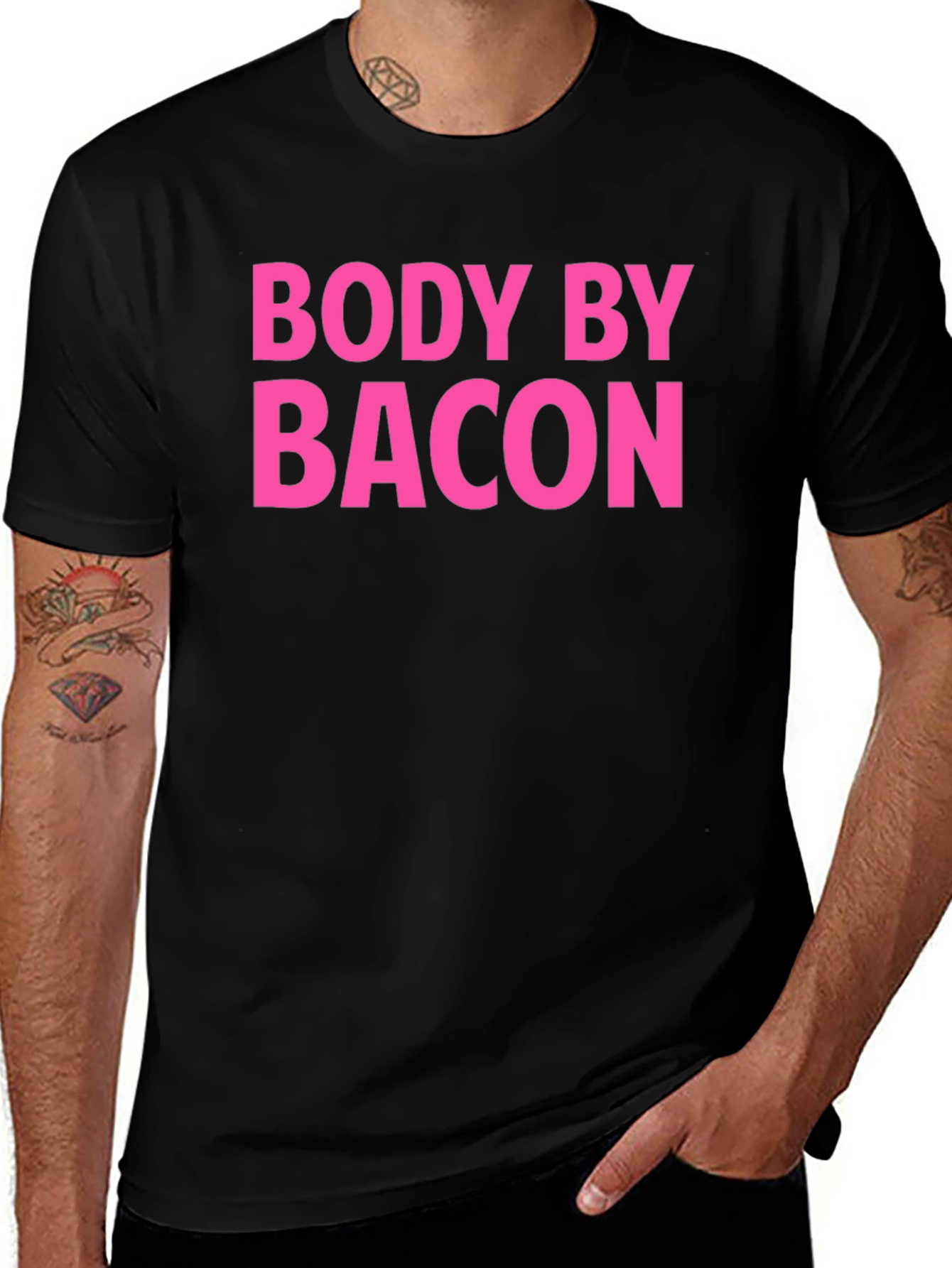 Variant 23 of Body By Bacon Black Graphic T-Shirt