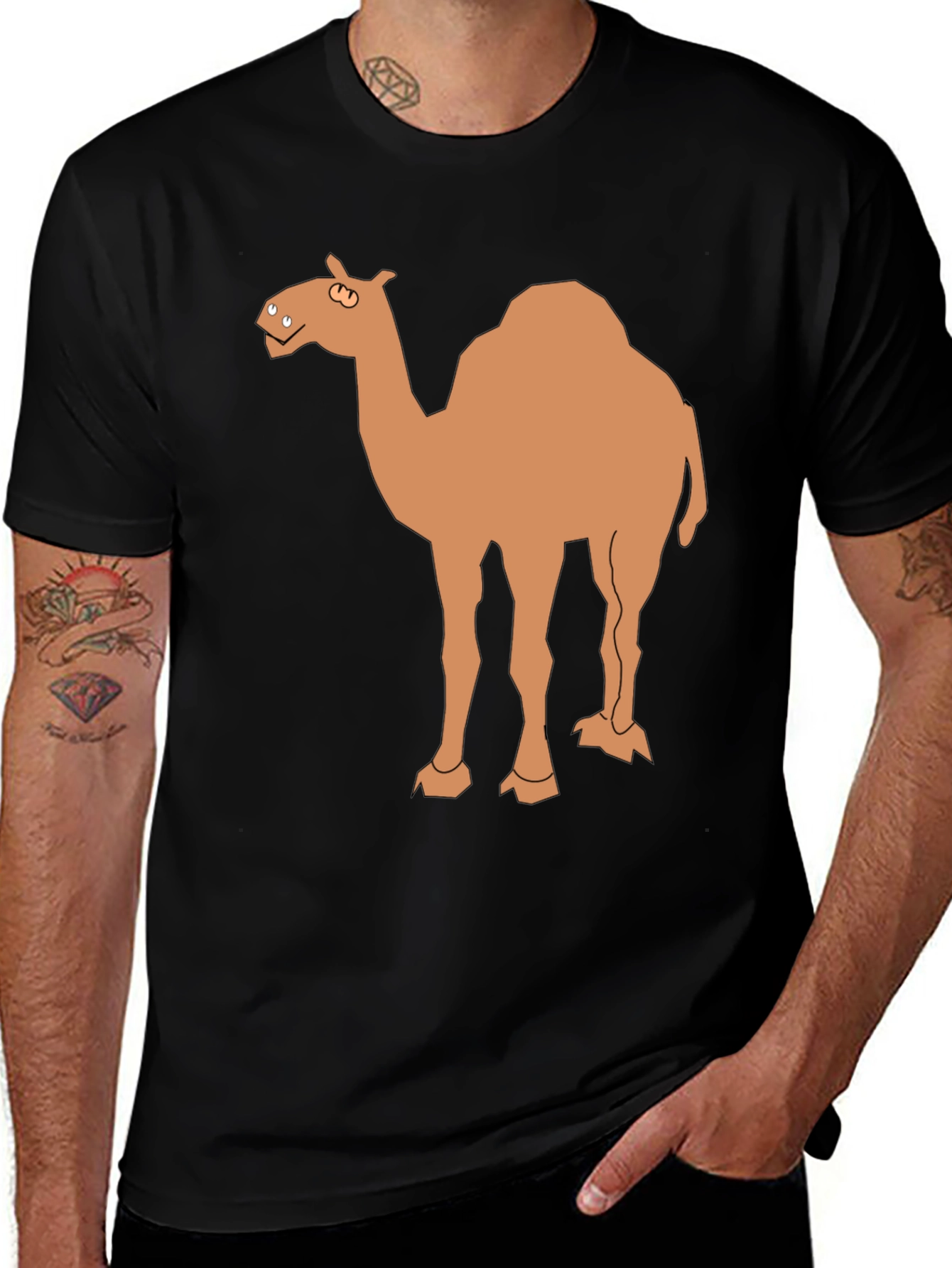 Variant 10 of Camel Graphic Tee - Black Cotton T-Shirt