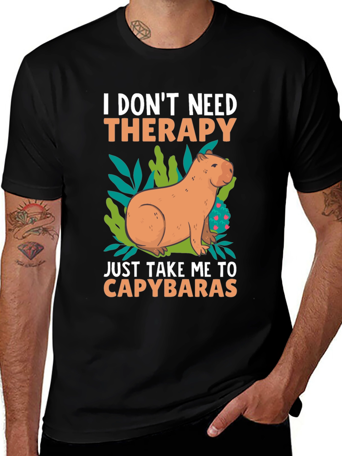 Variant 21 of Capybara Therapy T-Shirt Funny Animal Tee