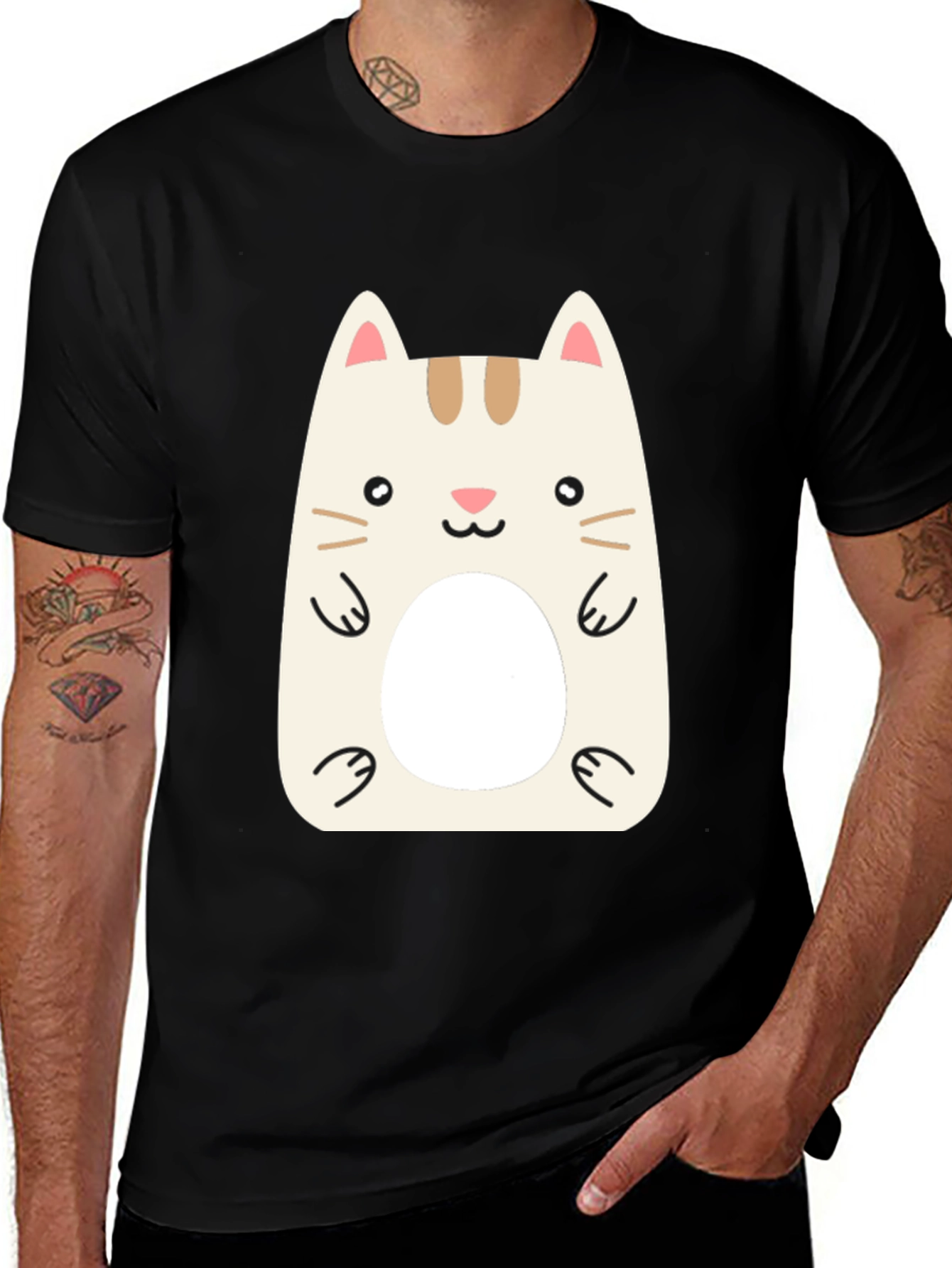 Variant 11 of Cute Cartoon Cat Black T-Shirt