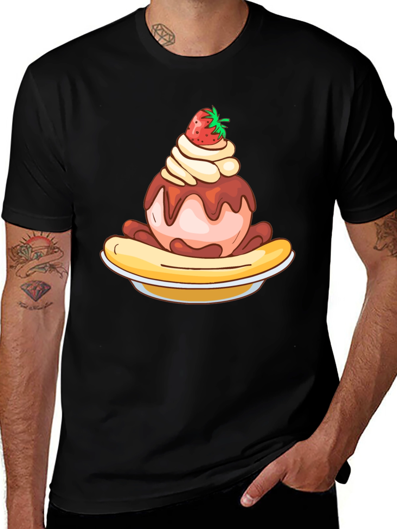 Variant 25 of Banana Split Graphic Tee - Unique Dessert Design