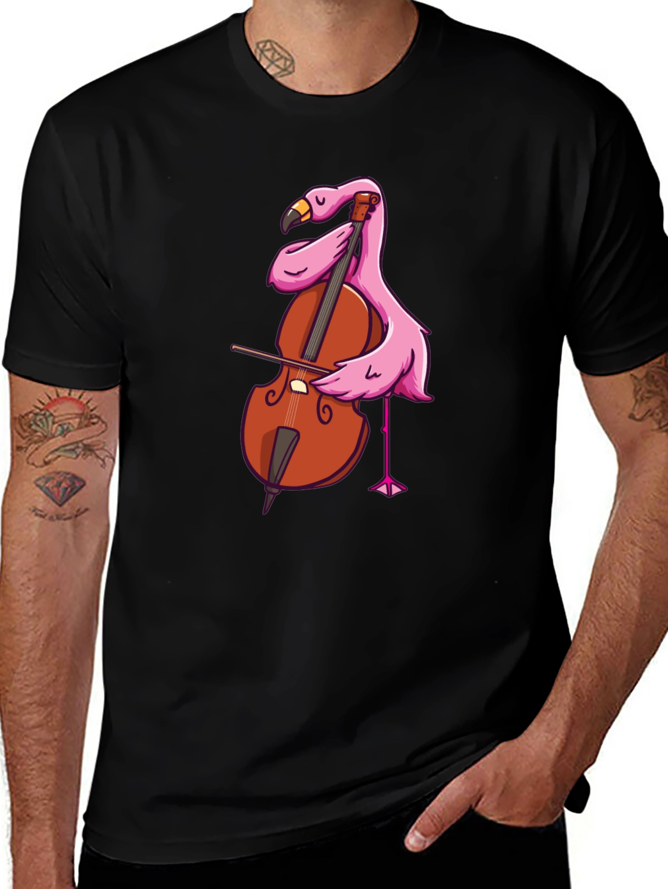 Variant 4 of Flamingo Cello Musician Graphic T-Shirt