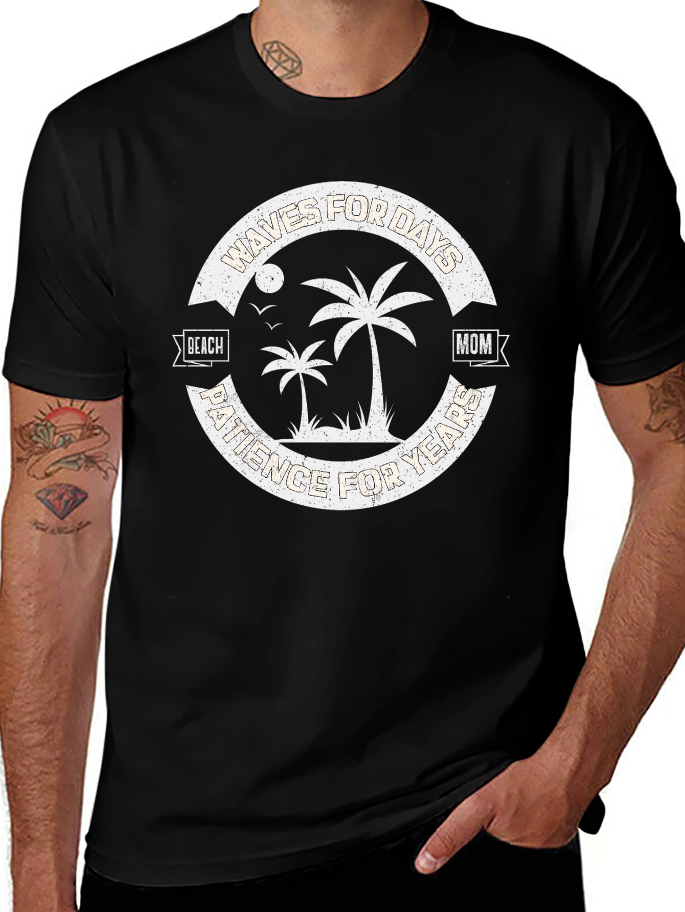 Variant 22 of Waves for Days Beach Mom Black T-Shirt