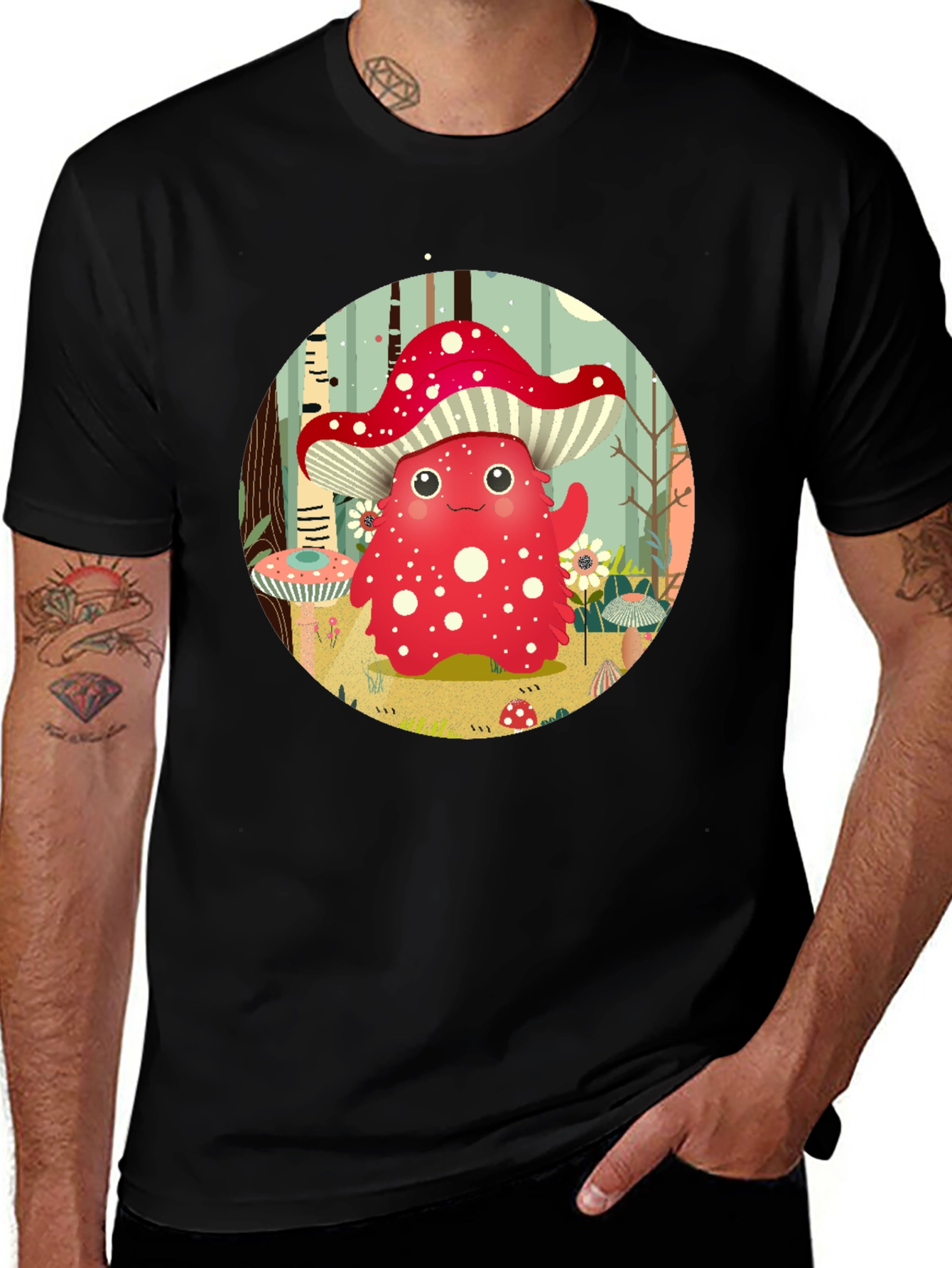 Variant 23 of Cute Mushroom Character Graphic Tee