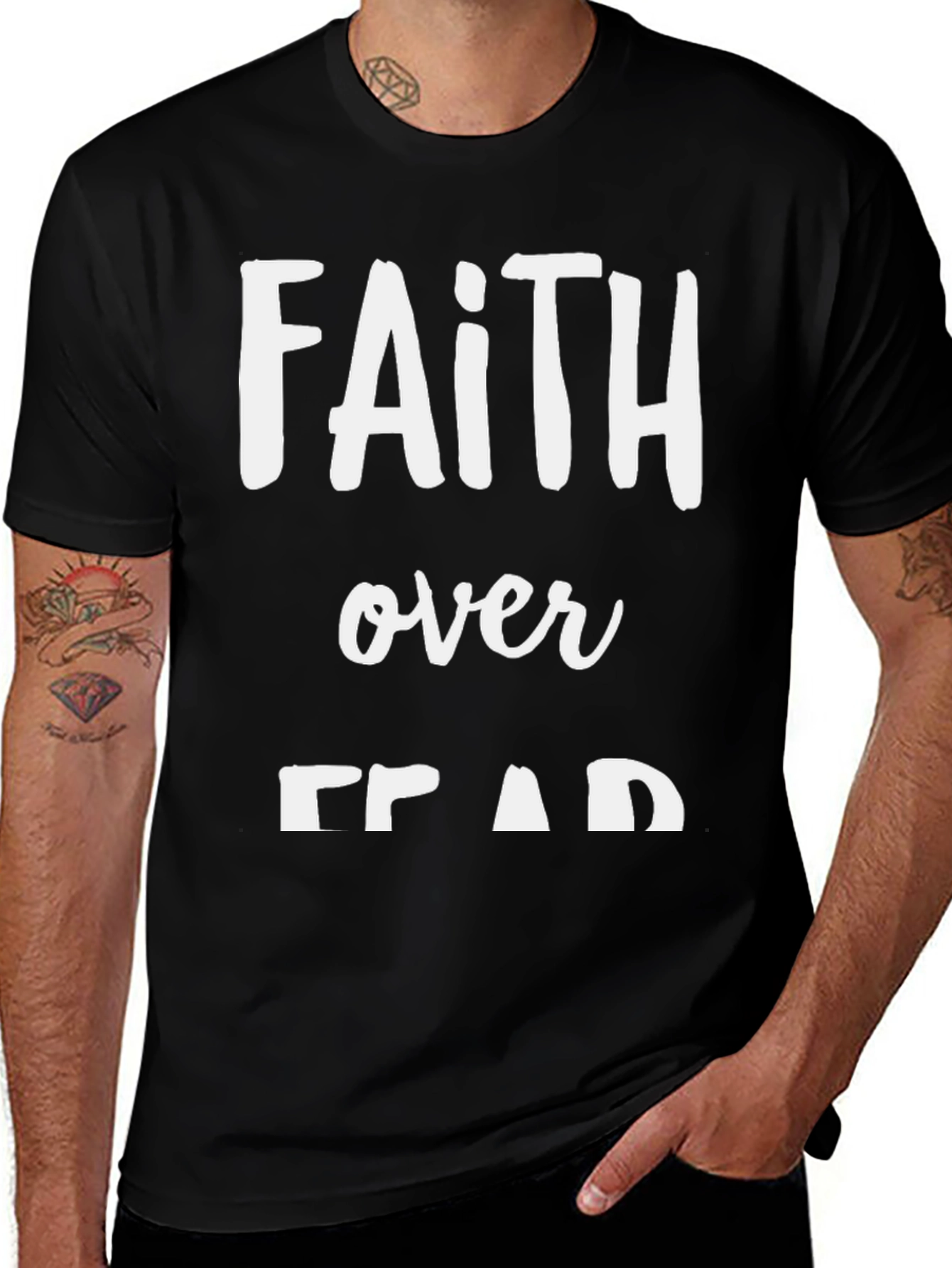 Variant 15 of Faith Over Fear Graphic Tee - Black T-Shirt
