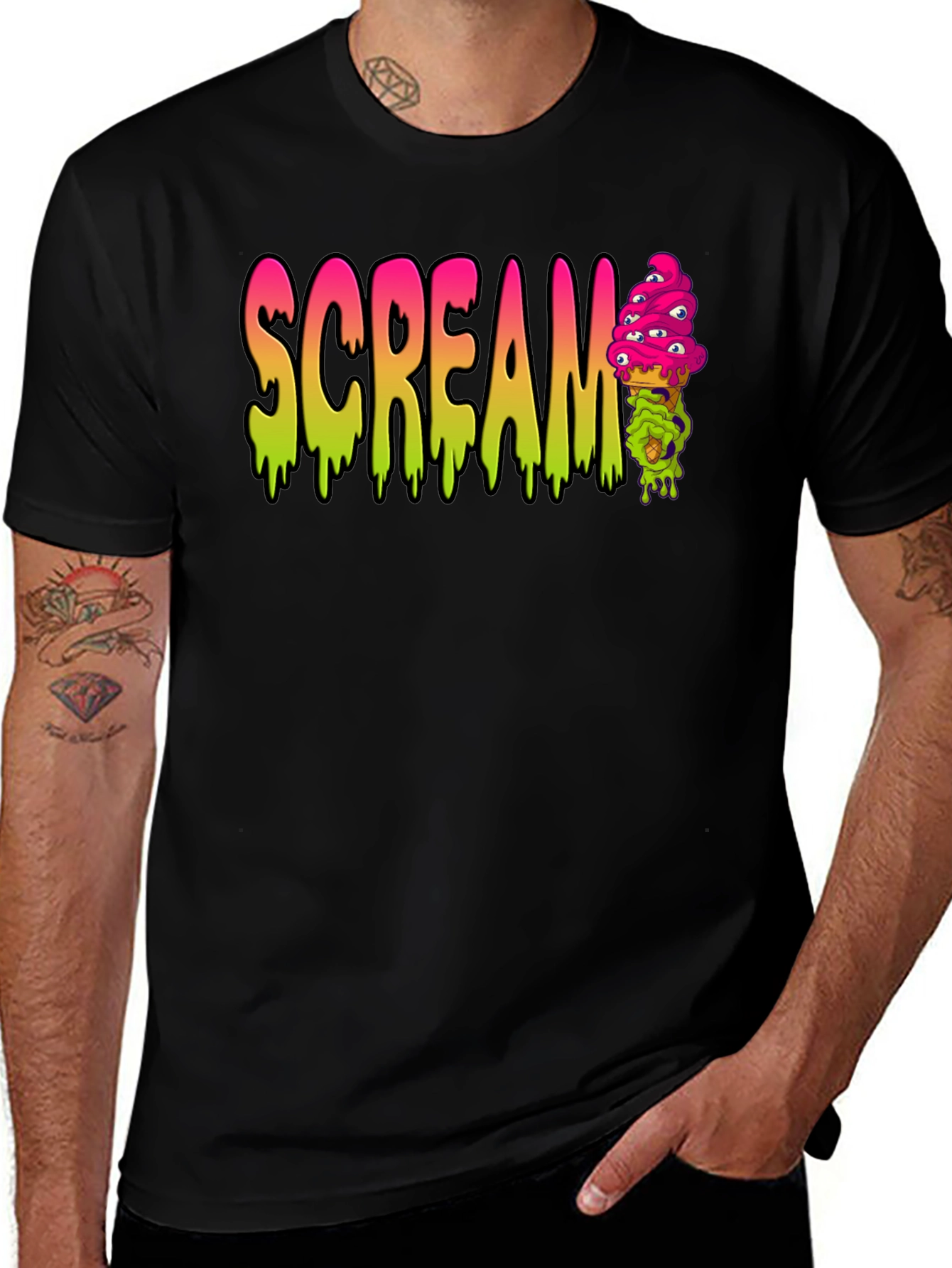 Variant 23 of Scream Ice Cream Graphic T-Shirt - Unique Horror Tee