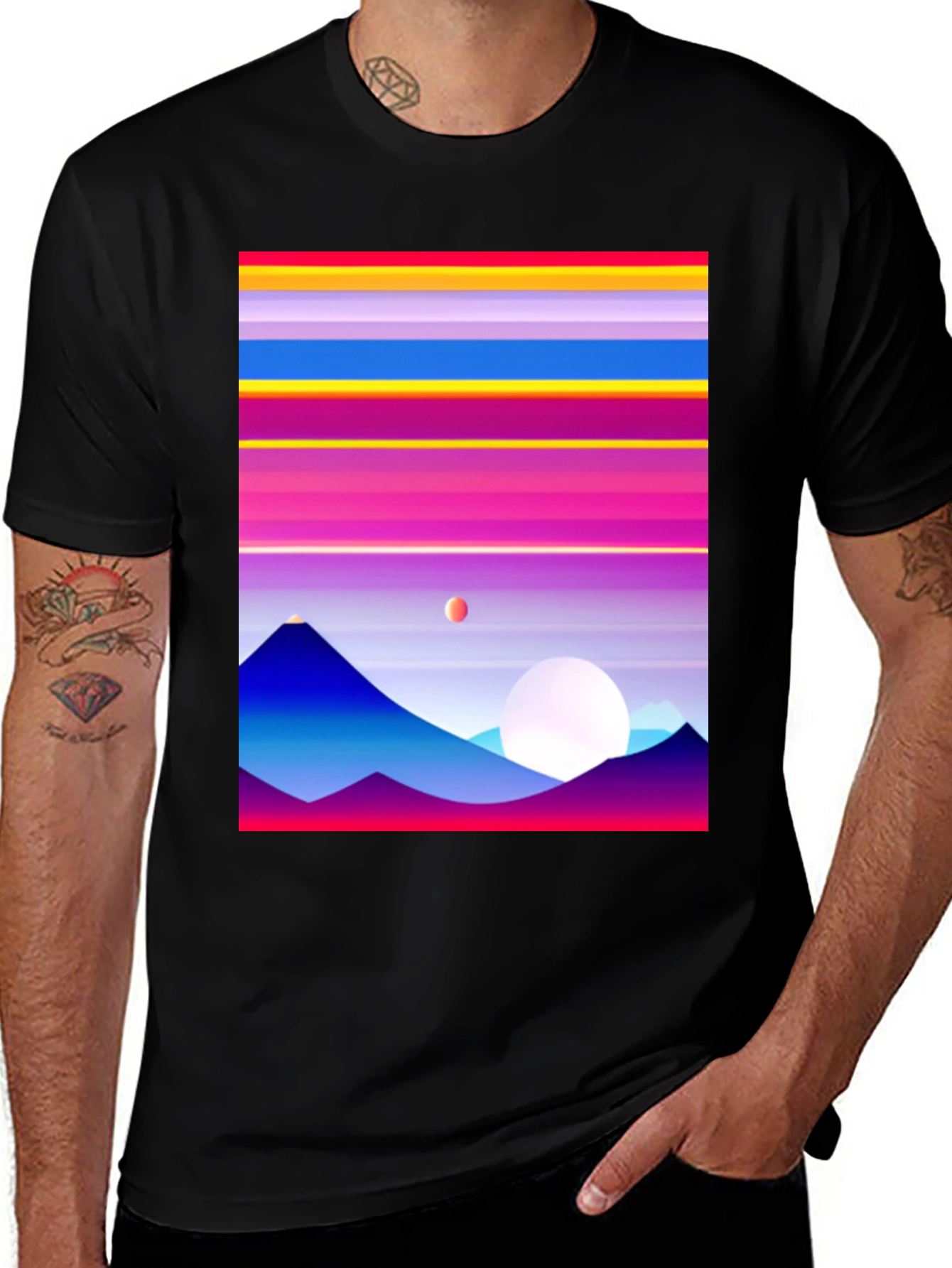Variant 25 of Retro Mountain Horizon Graphic Tee
