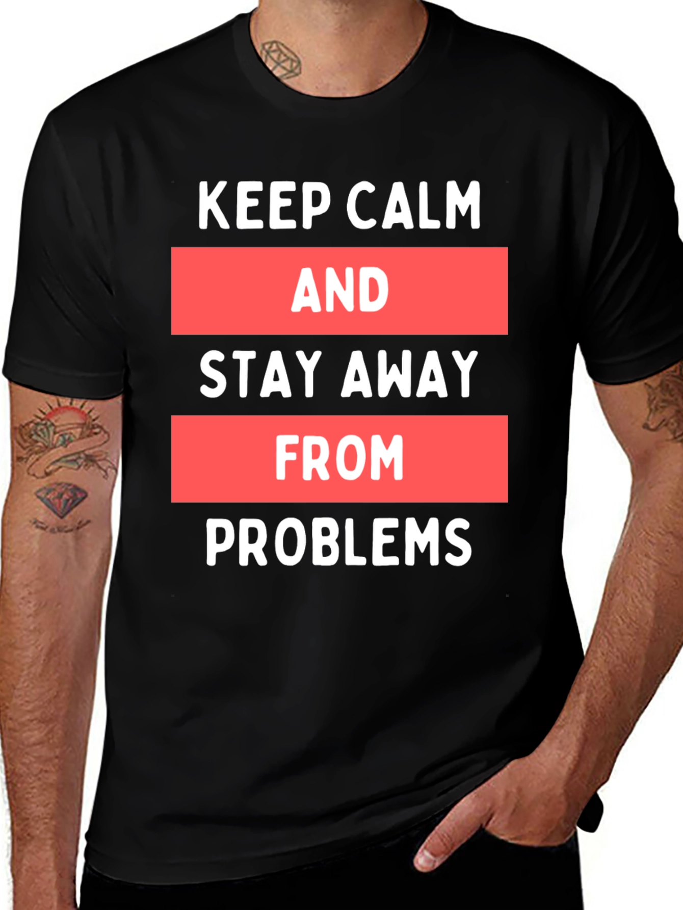 Variant 5 of Keep Calm Slogan Black T-Shirt