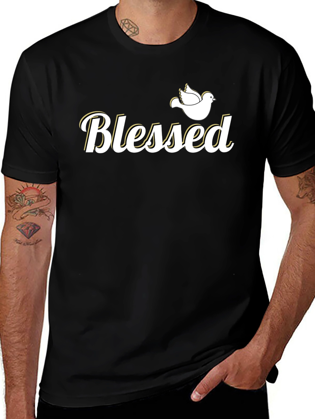 Variant 3 of Blessed Graphic Tee - Dove Religious T-Shirt