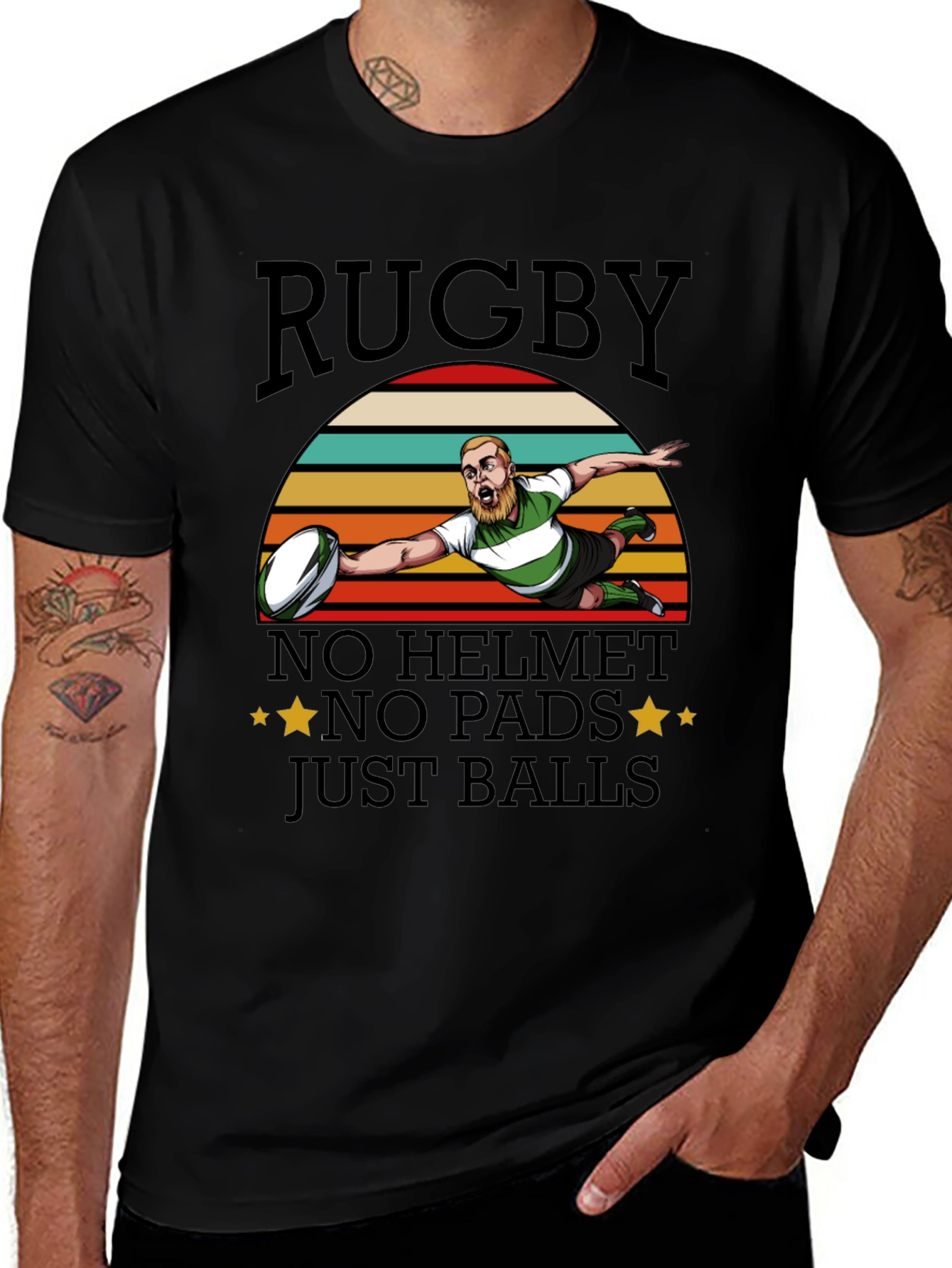 Rugby No Helmet No Pads Just Balls T-Shirt