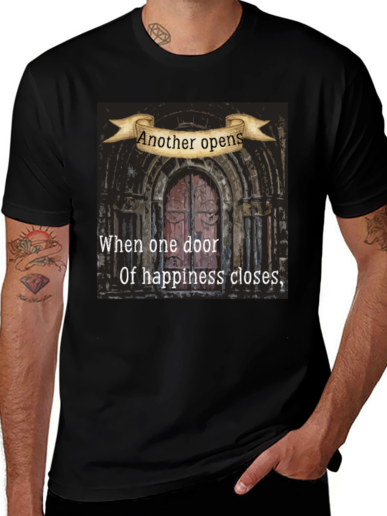 Variant 20 of Inspirational 'Another Opens' Door Graphic Tee