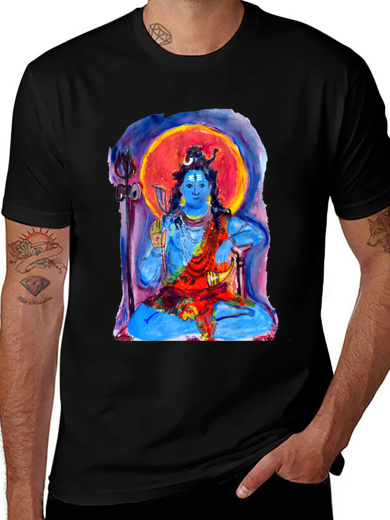 Shiva Meditation Graphic Tee - Spiritual Black T-Shirt