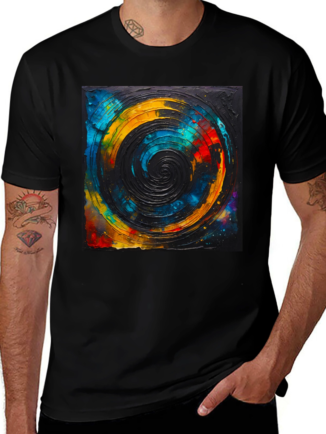 Variant 12 of Abstract Swirl Graphic Tee - Black Unisex T-Shirt