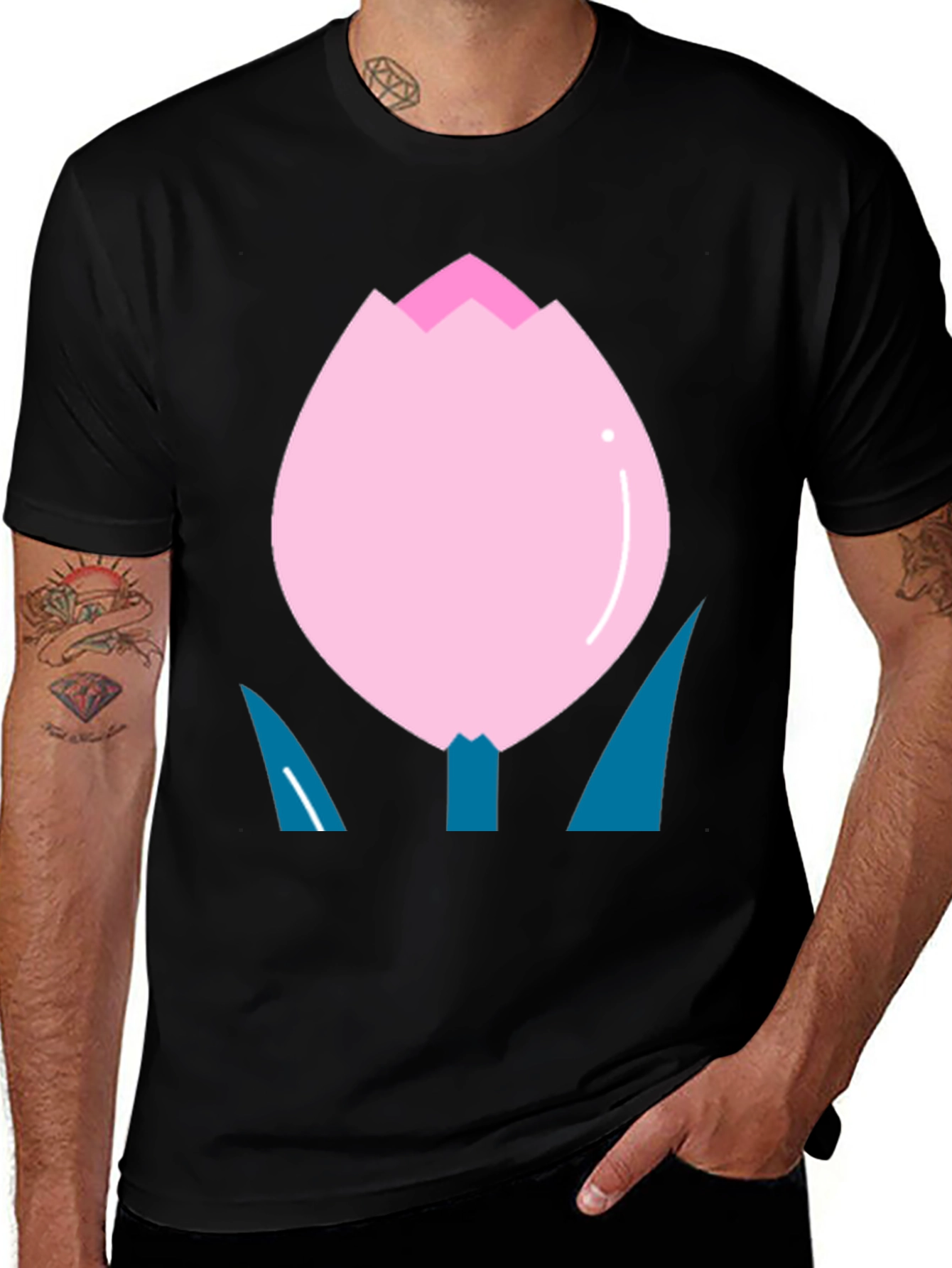 Pink Tulip Graphic T-Shirt - Soft Cotton Blend