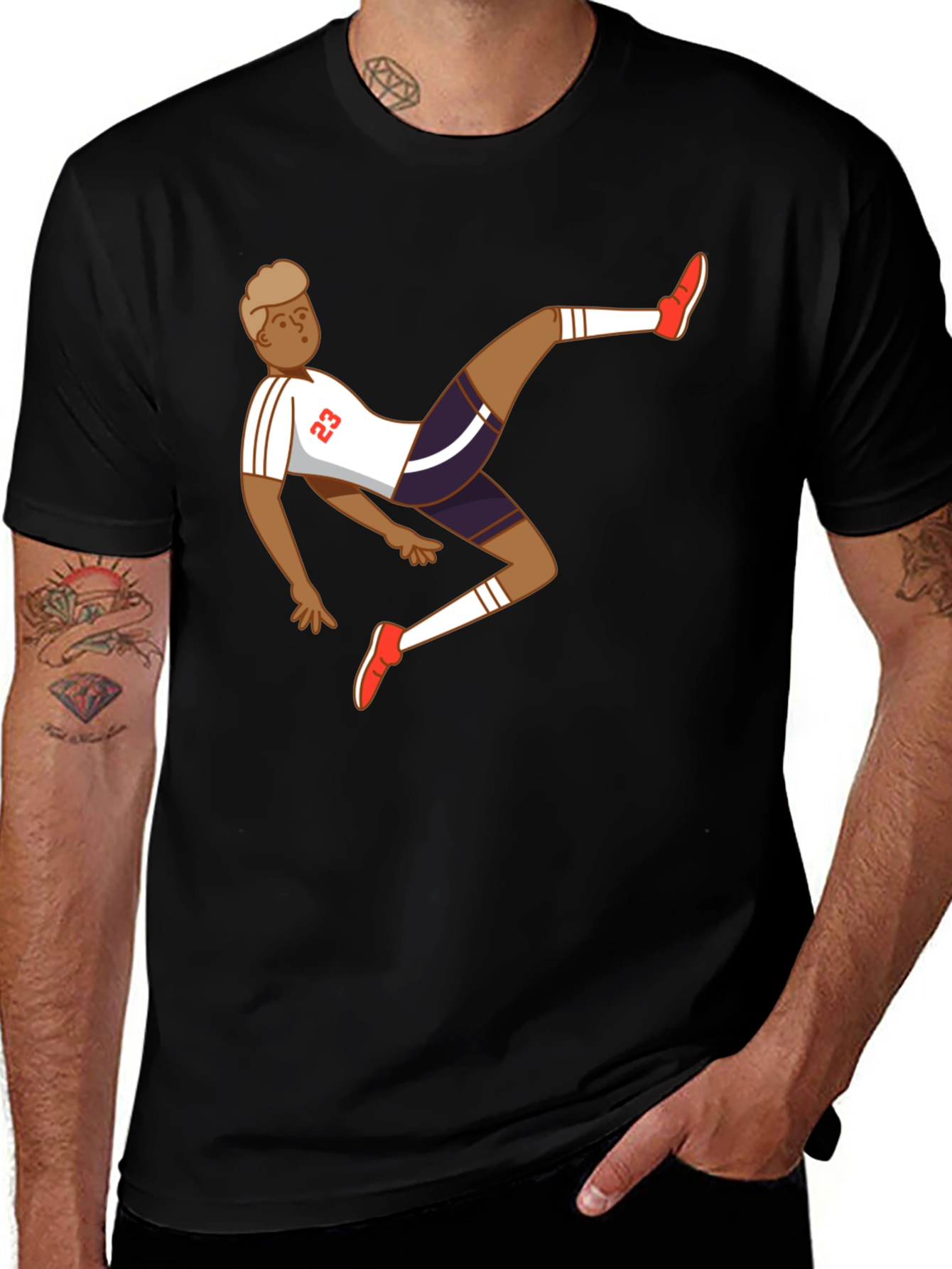 Variant 17 of Soccer Kick Graphic Tee - Black Cotton T-Shirt