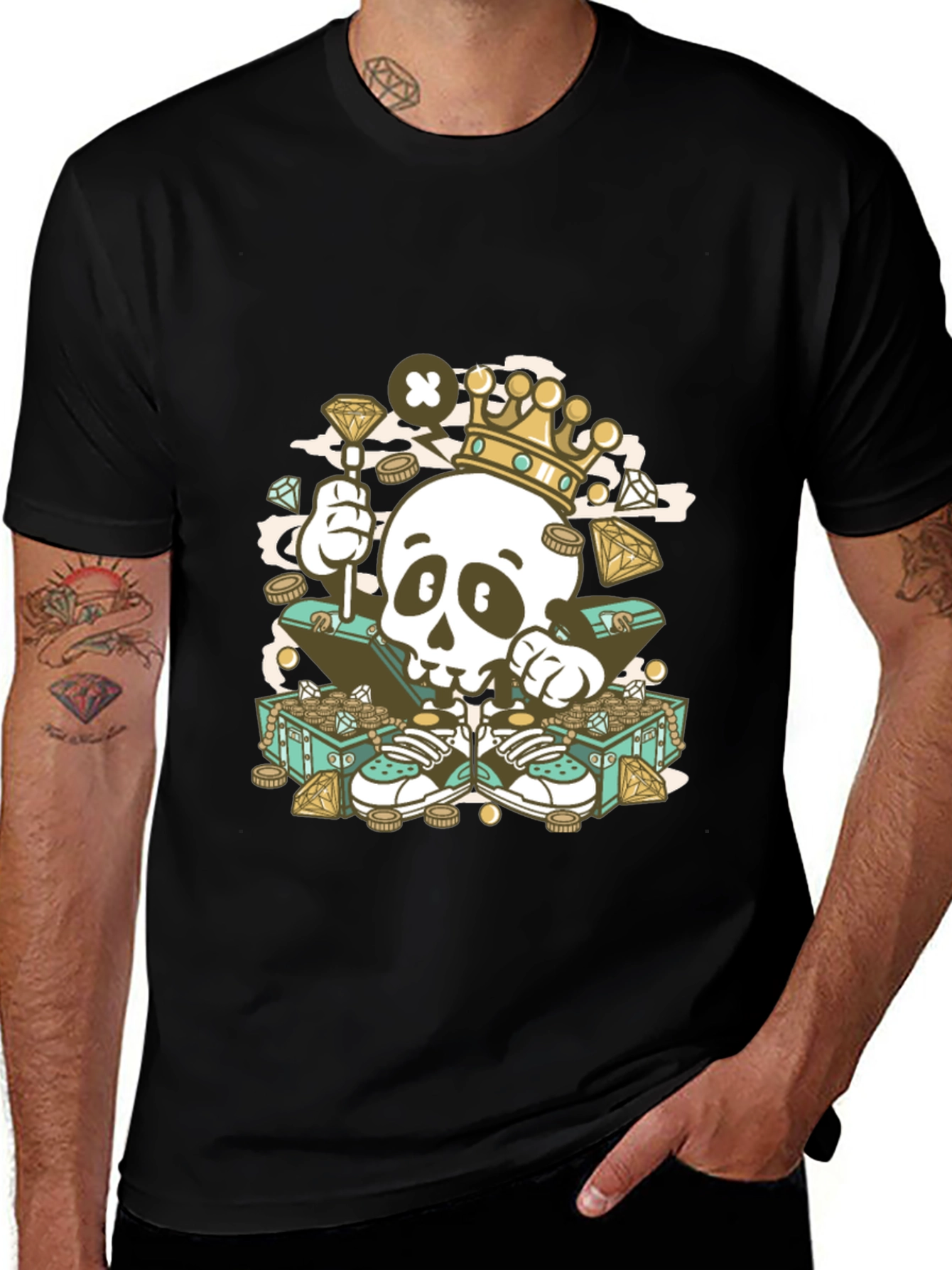 Skull King T-Shirt - Cartoon Graphic Tee