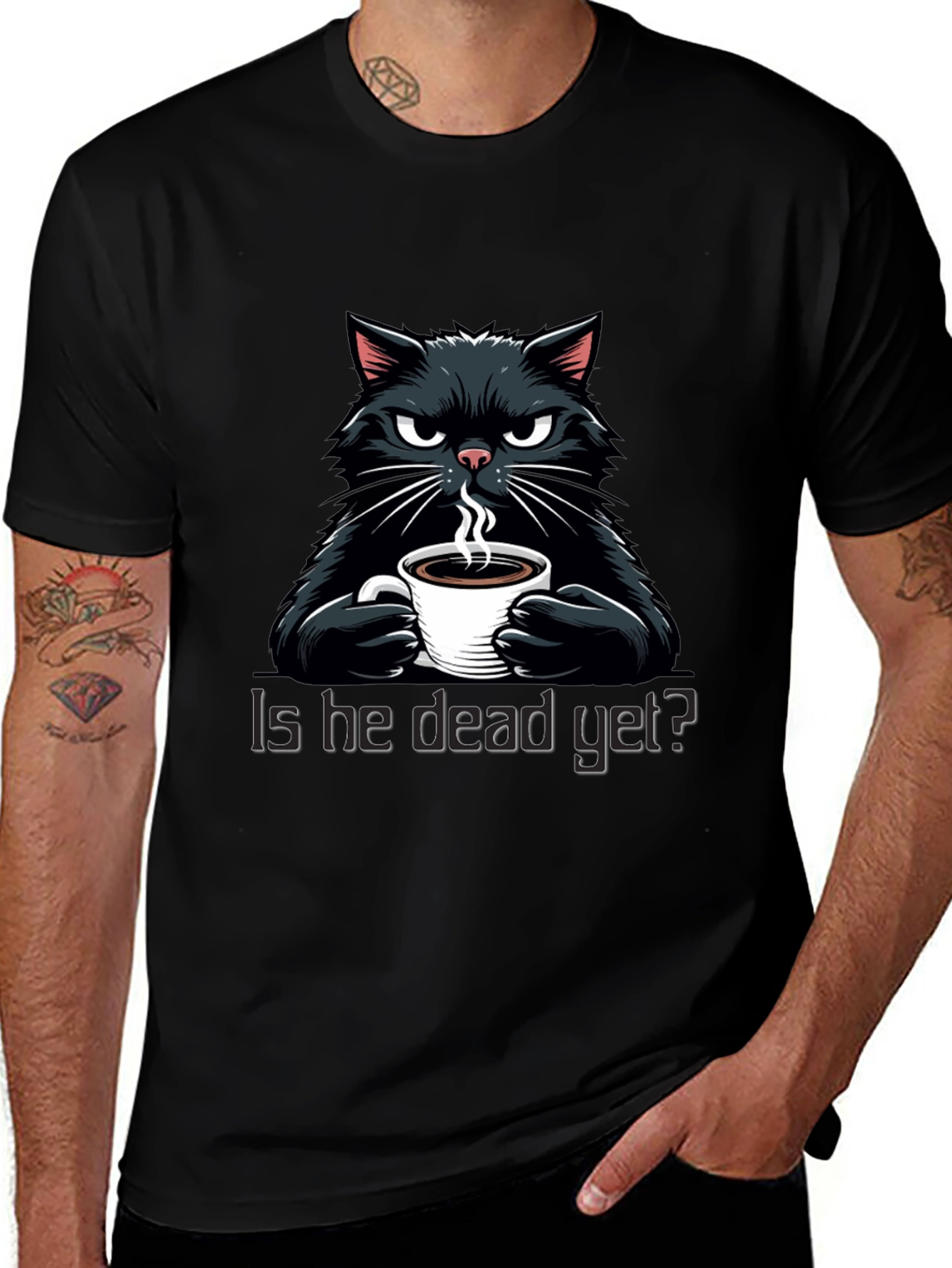 Variant 29 of Grumpy Cat Coffee T-Shirt - "Is He Dead Yet?"
