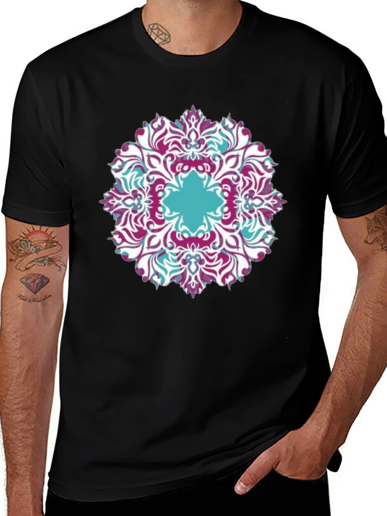 Variant 6 of Geometric Mandala Graphic Tee - Casual Comfort