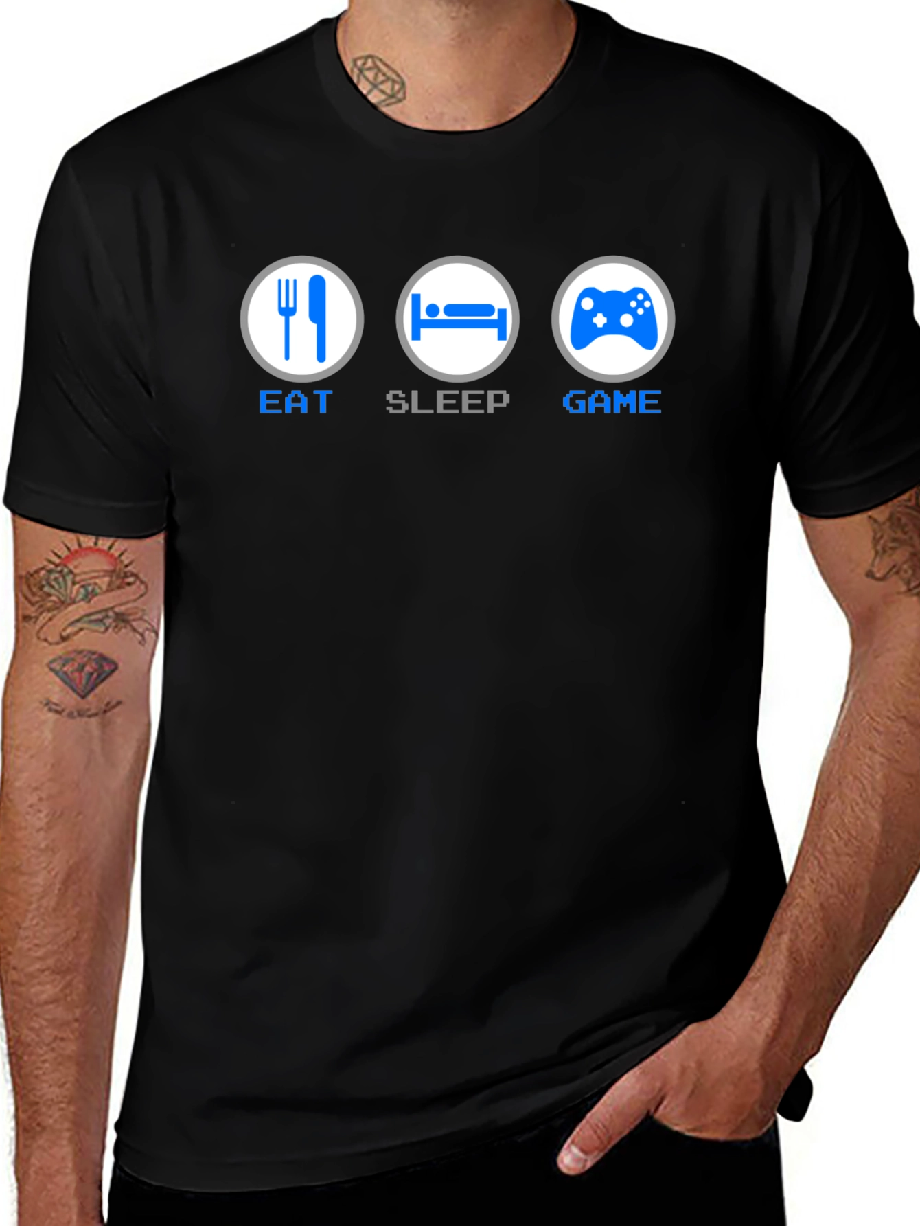 Variant 23 of Eat Sleep Game Black T-Shirt - Gamer Lifestyle Tee
