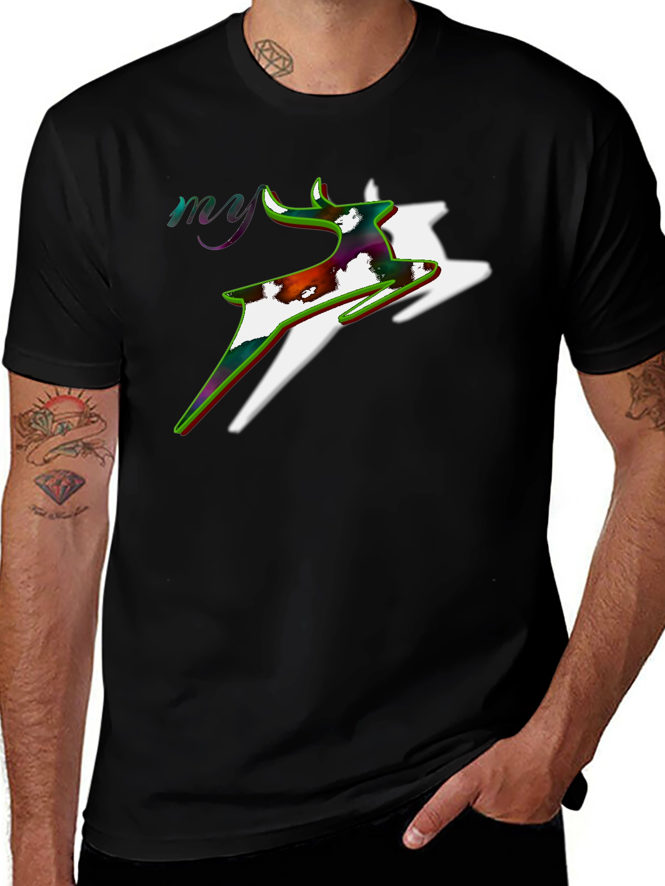 Variant 18 of Stylish Deer Graphic Black T-Shirt
