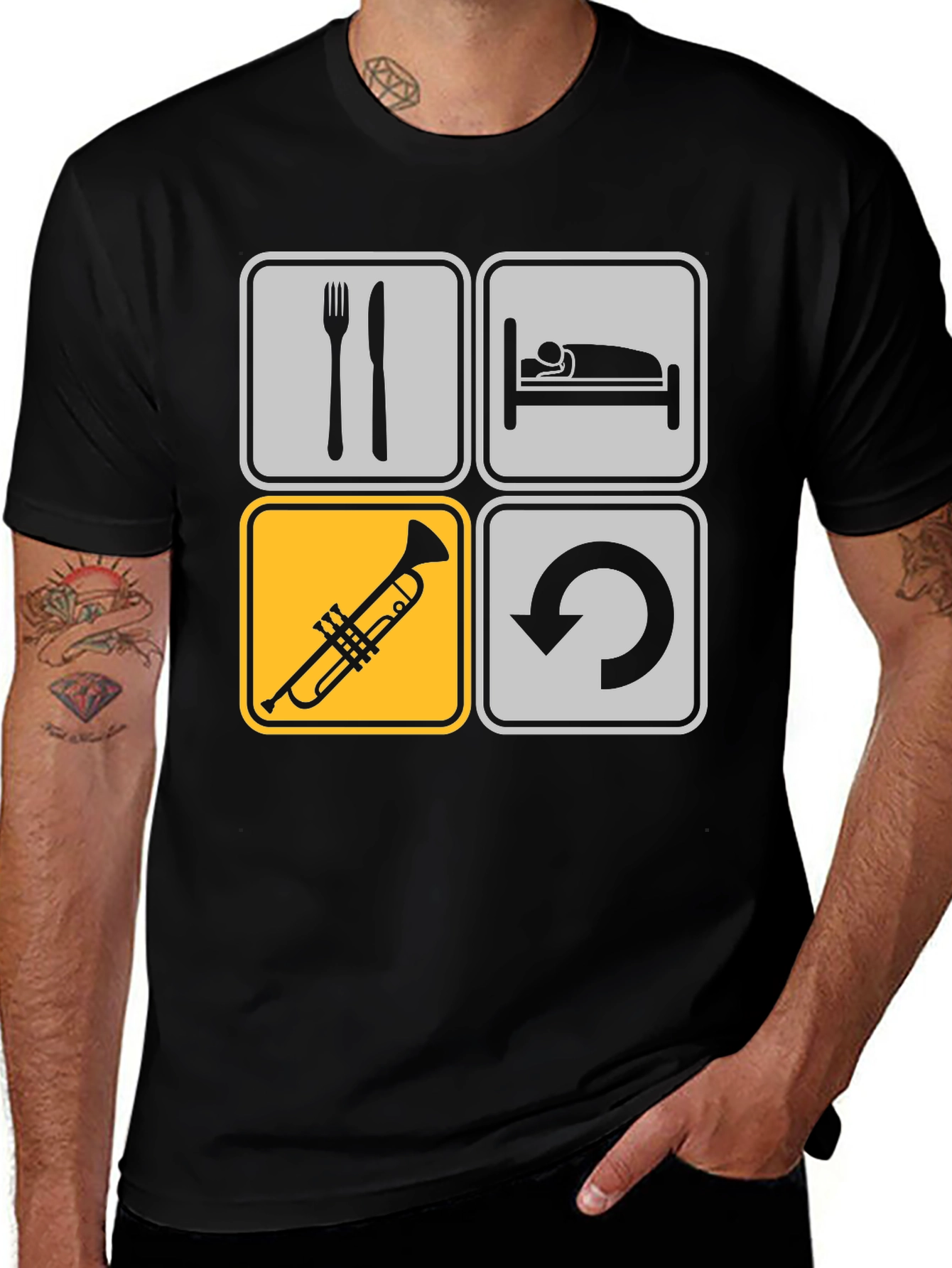 Variant 22 of Eat, Sleep, Trumpet, Repeat Black T-Shirt