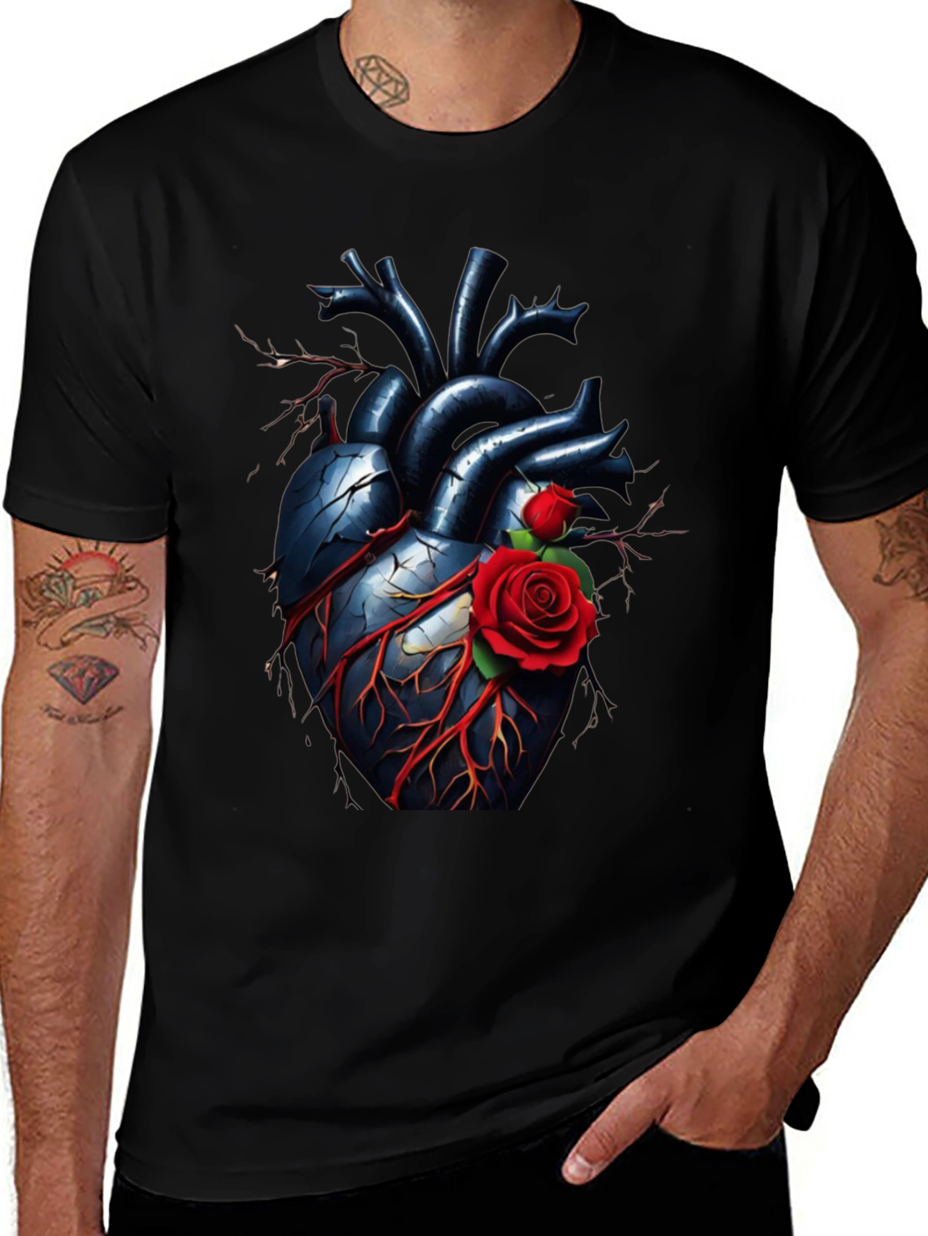 Variant 27 of Anatomical Heart & Rose Graphic T-Shirt