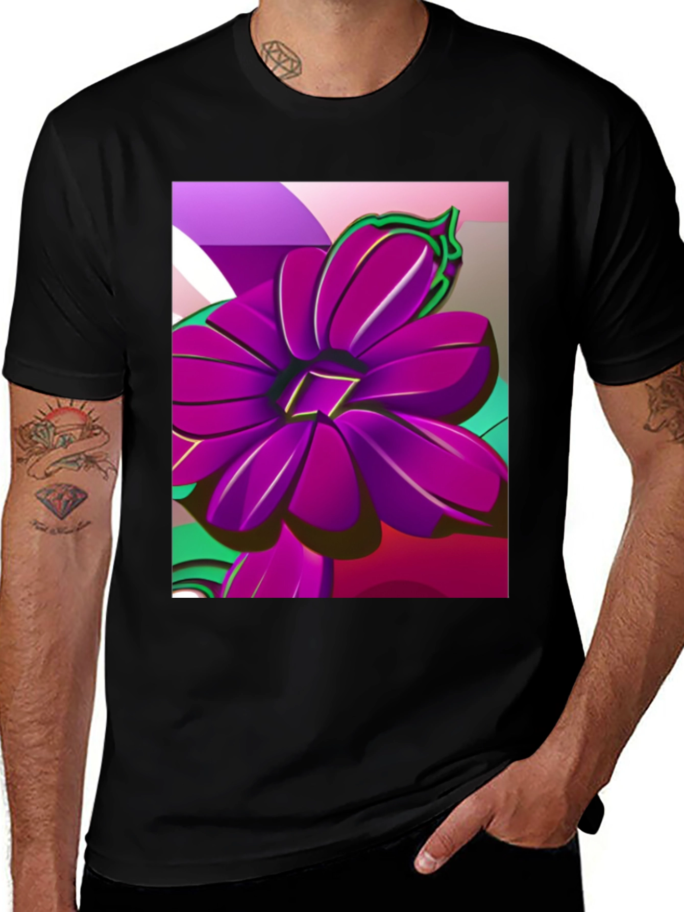 Variant 22 of Bold Floral Graphic Tee - Modern Artistic Design