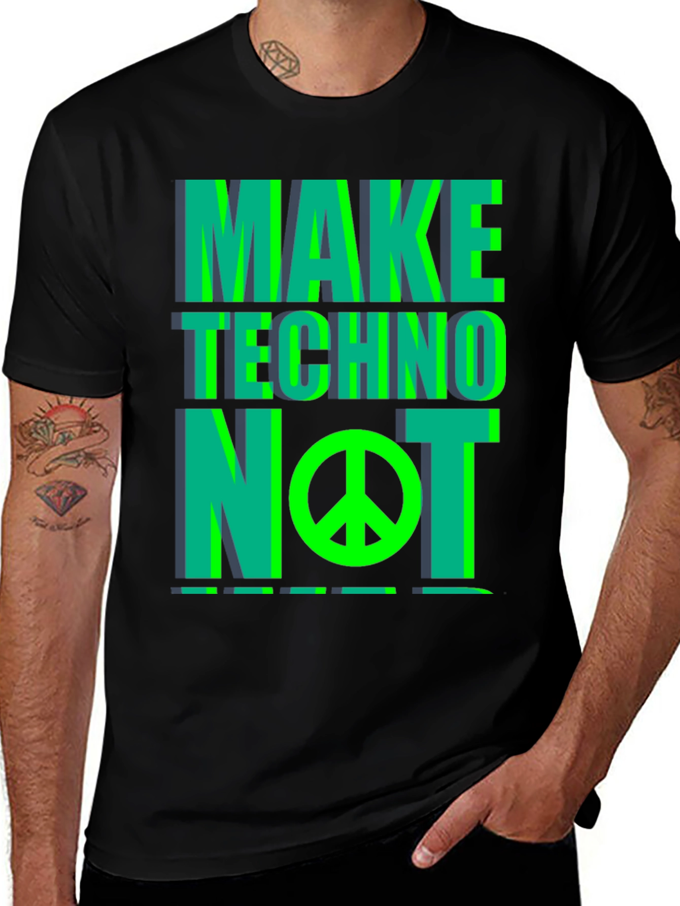 Variant 25 of Make Techno Not War T-Shirt - Peace & Music Tee