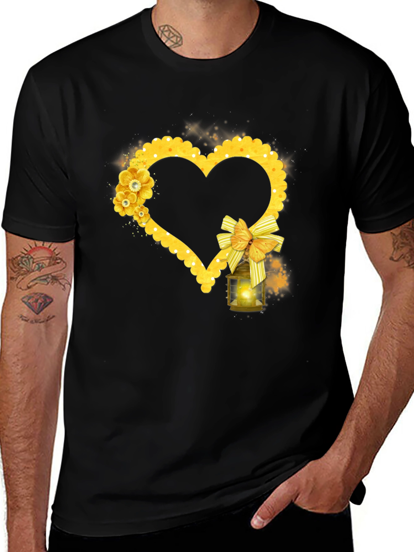 Variant 26 of Heart Lantern Graphic Tee - Black