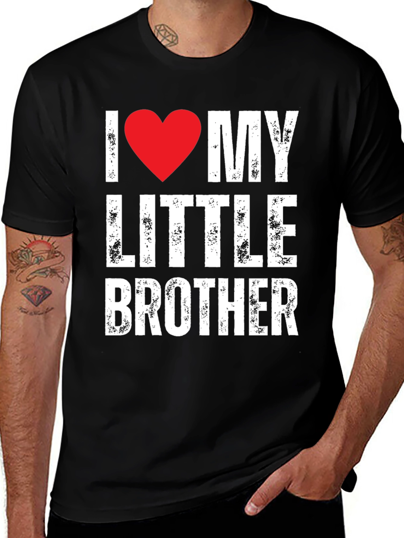 I Love My Little Brother T-Shirt - Black Cotton Tee