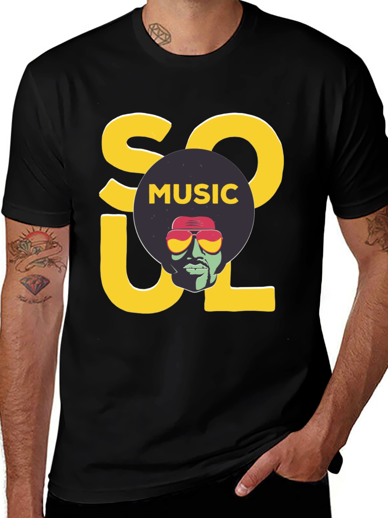 Variant 18 of Soul Music Graphic Print Black T-Shirt