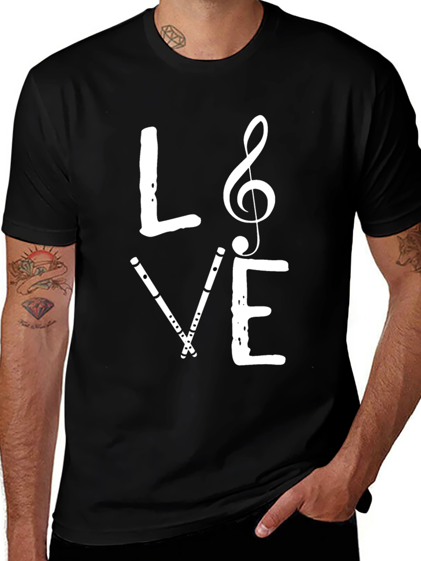 Variant 28 of Music Love T-Shirt: Treble Clef & Flute Graphic Tee