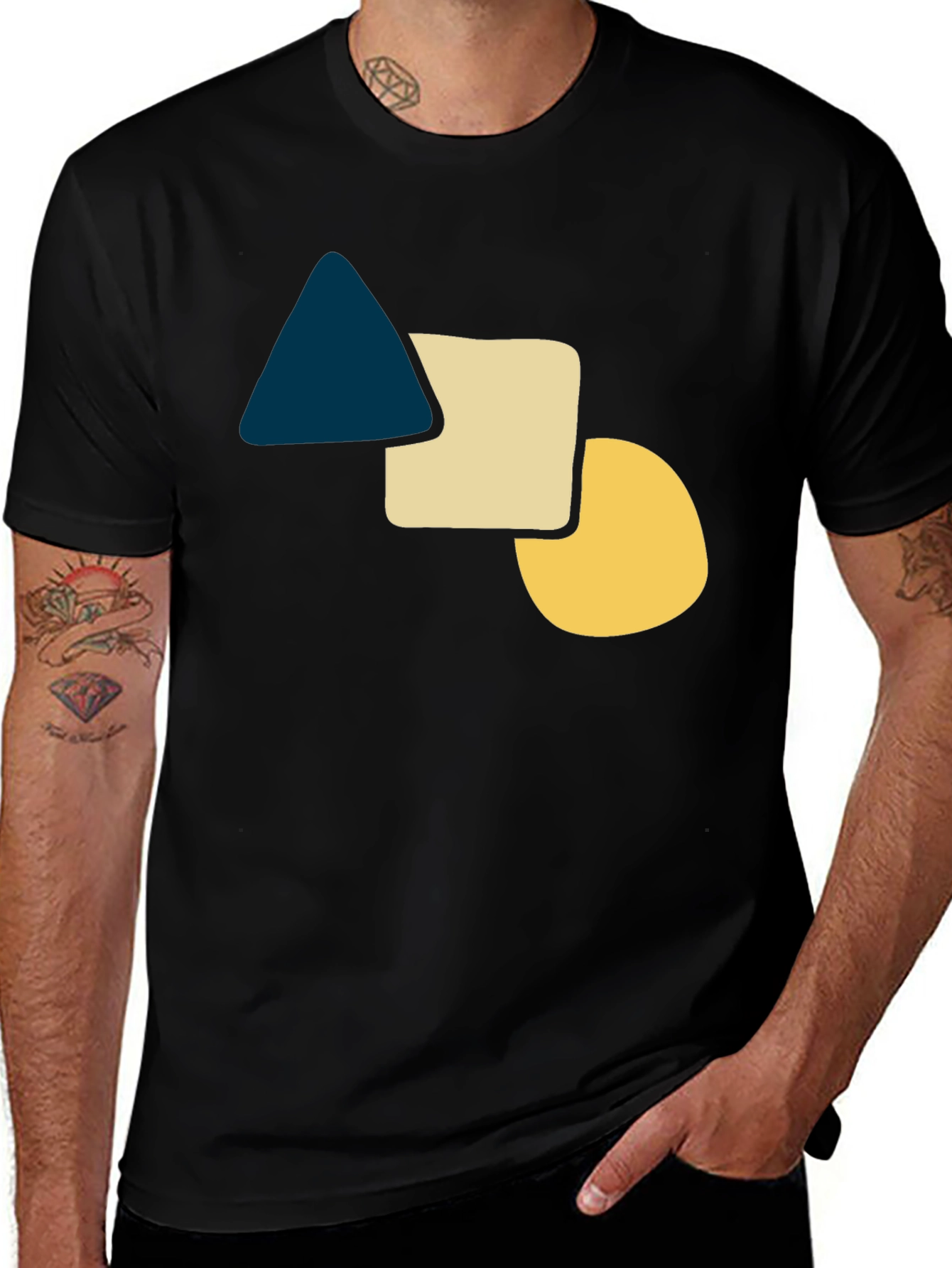 Variant 15 of Geometric Shapes Graphic Tee - Casual Black T-Shirt