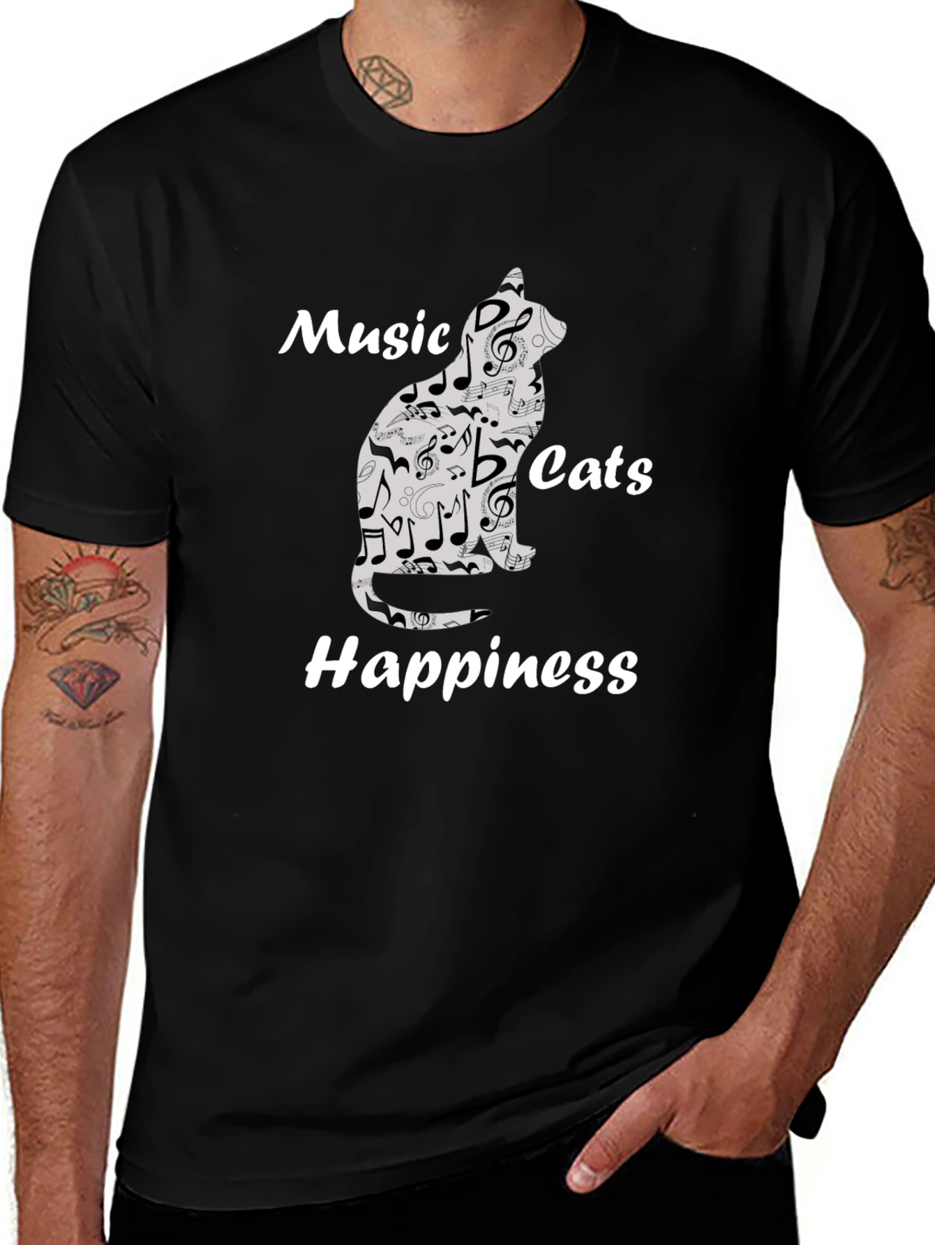 Variant 11 of Music Cats Happiness Graphic Tee
