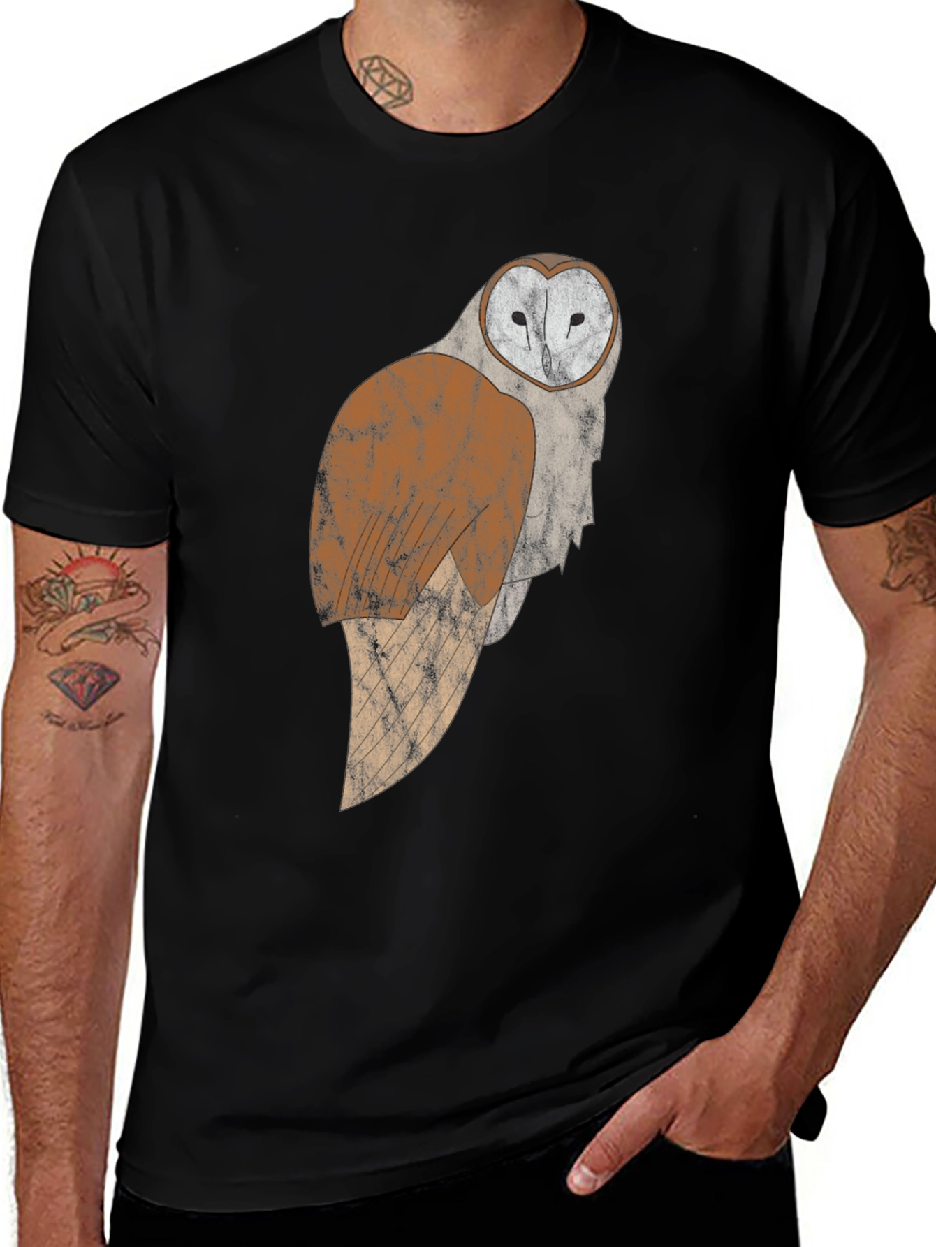 Variant 11 of Owl Graphic Print Men's Black T-Shirt
