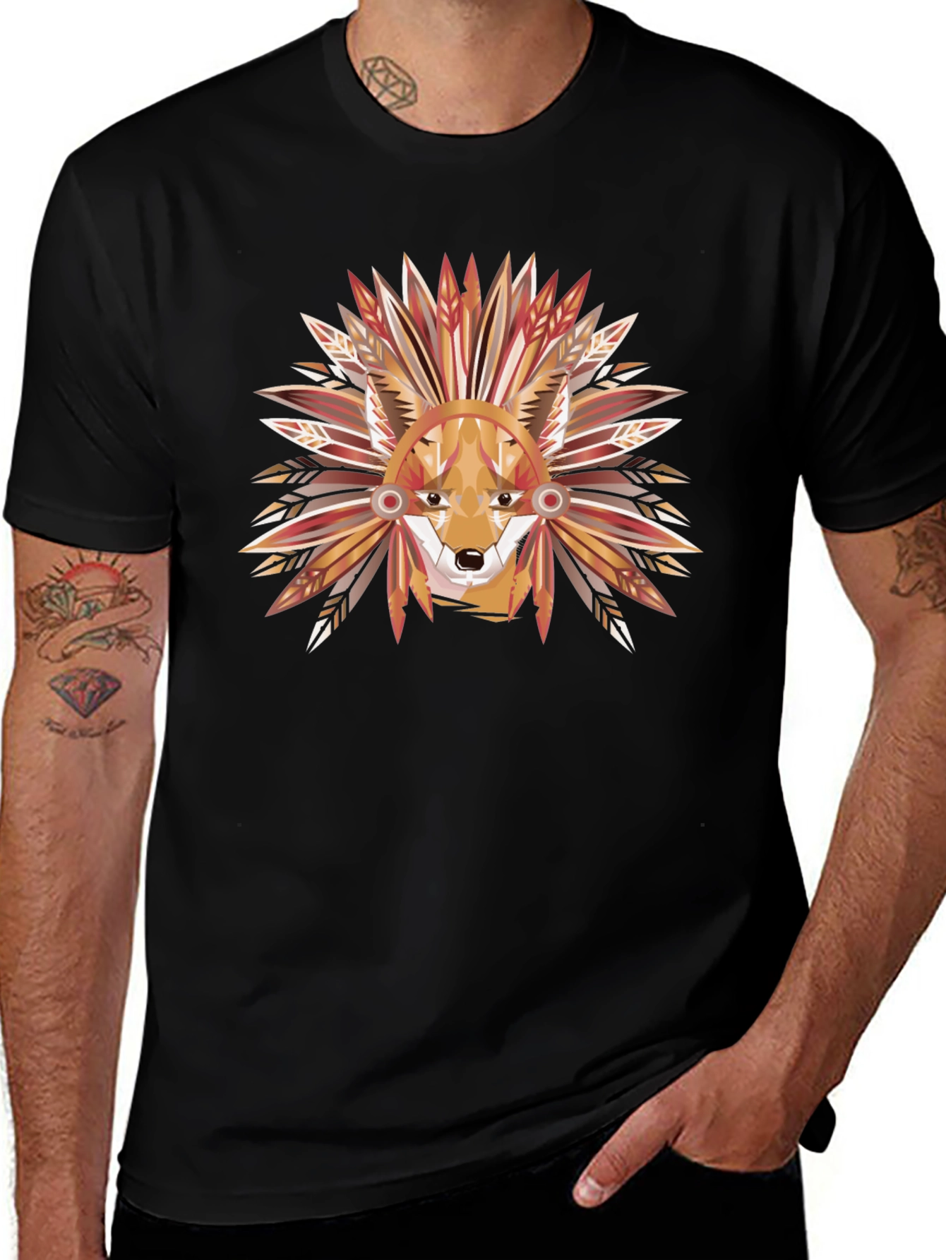 Variant 10 of Geometric Fox Headdress Graphic Tee