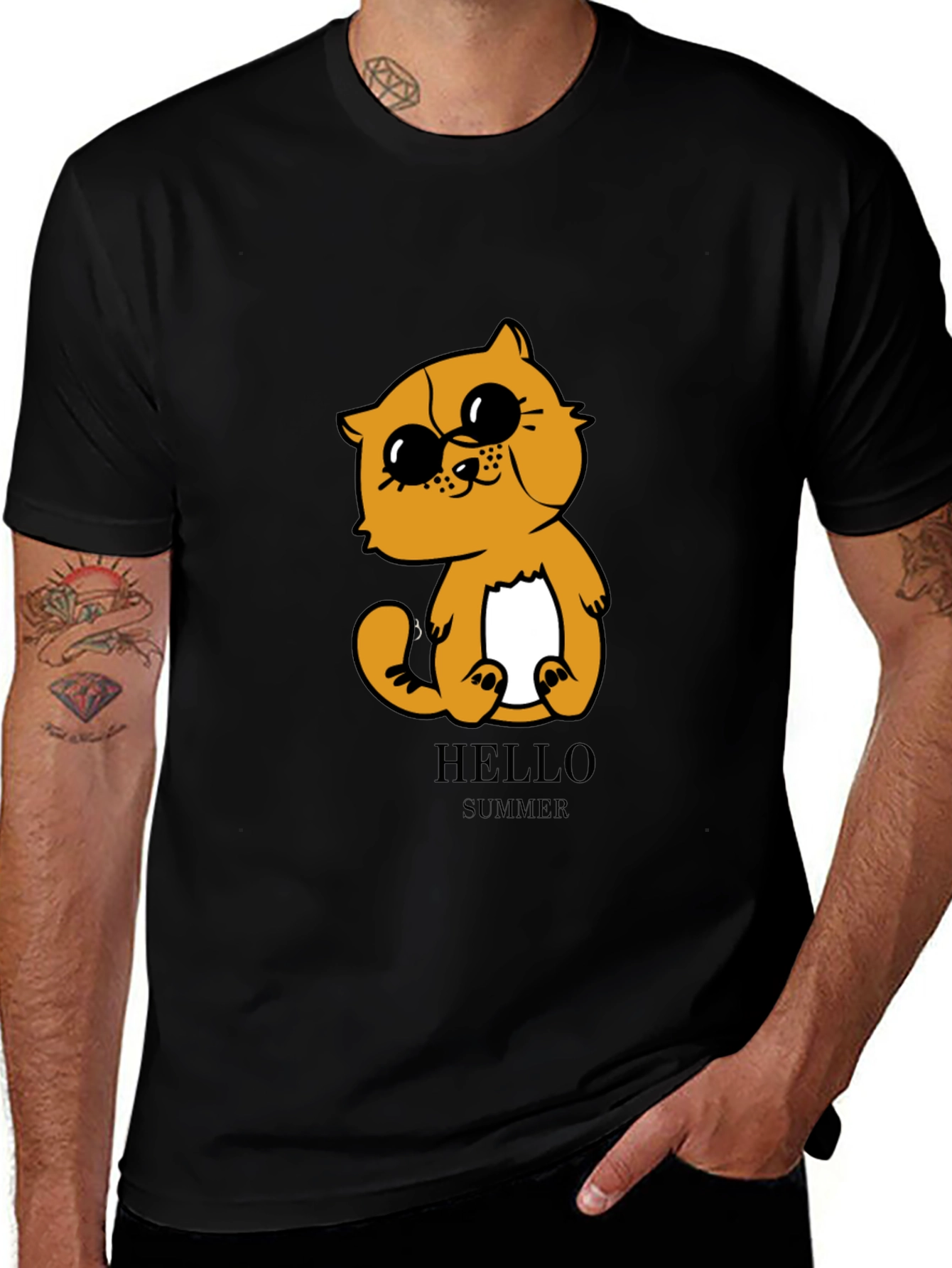 Variant 12 of Cute Cartoon Cat T-Shirt - Hello Summer Style