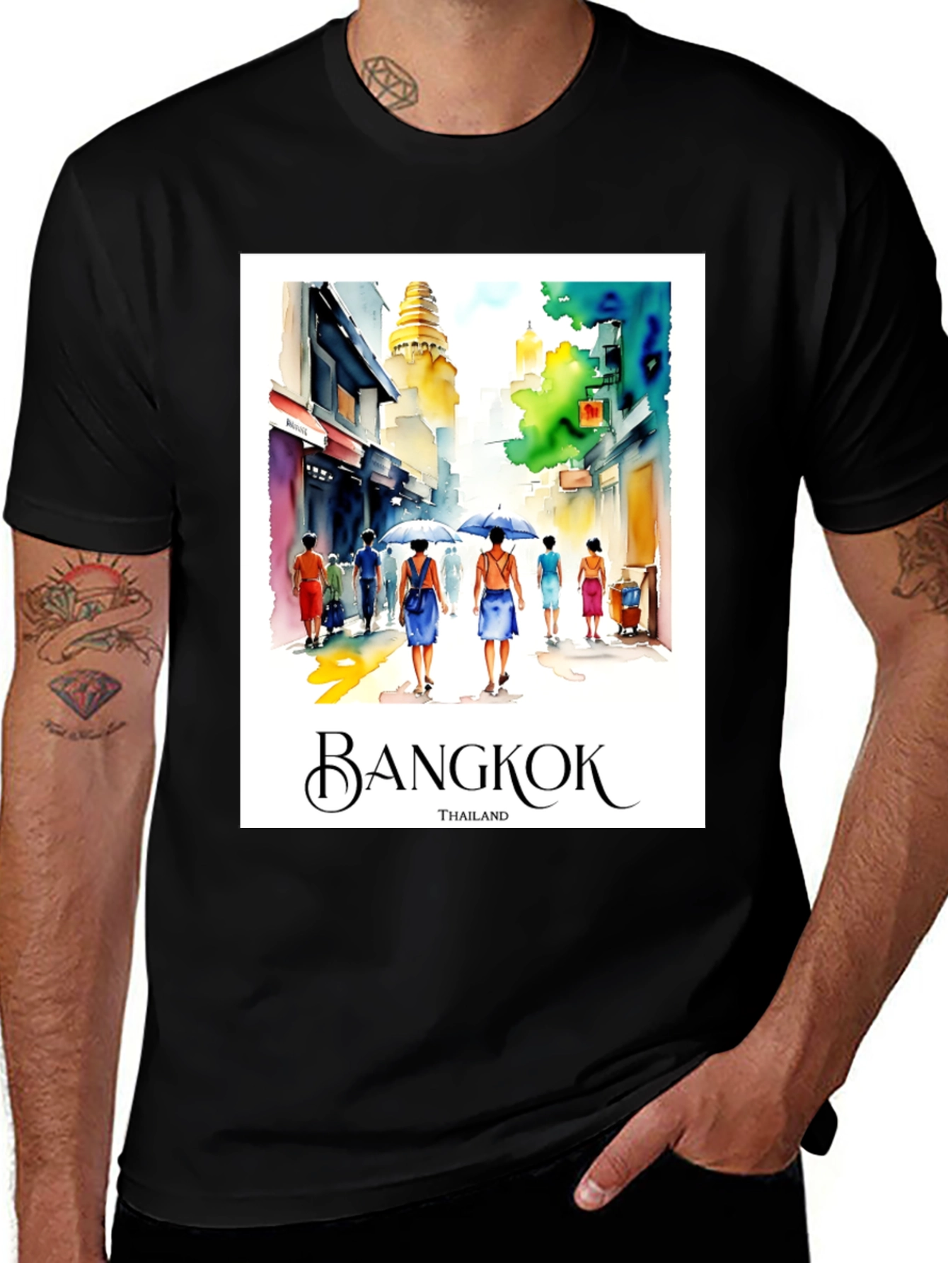 Bangkok Thailand Watercolor Art T-Shirt