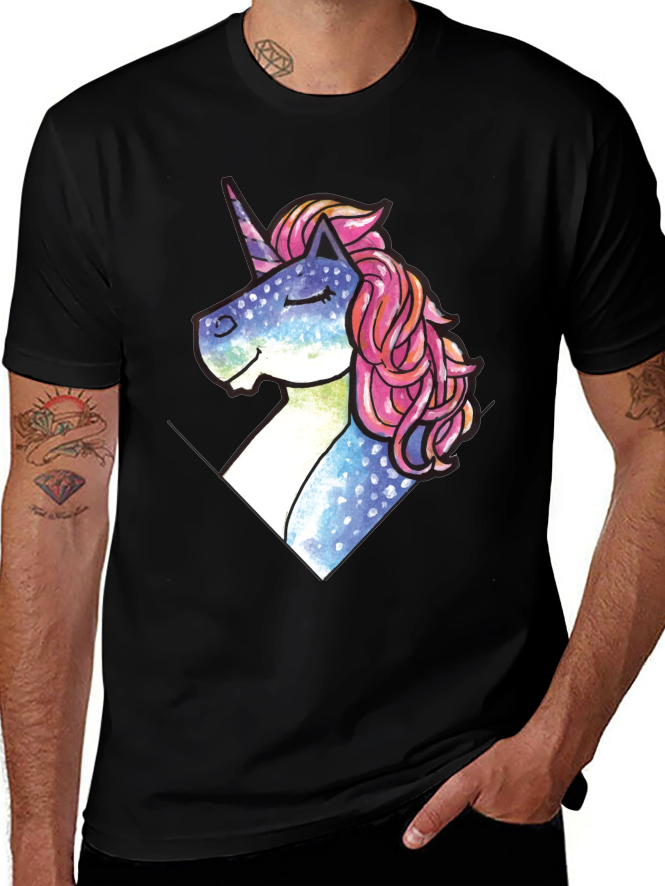 Variant 9 of Unicorn Pocket Print Black T-Shirt