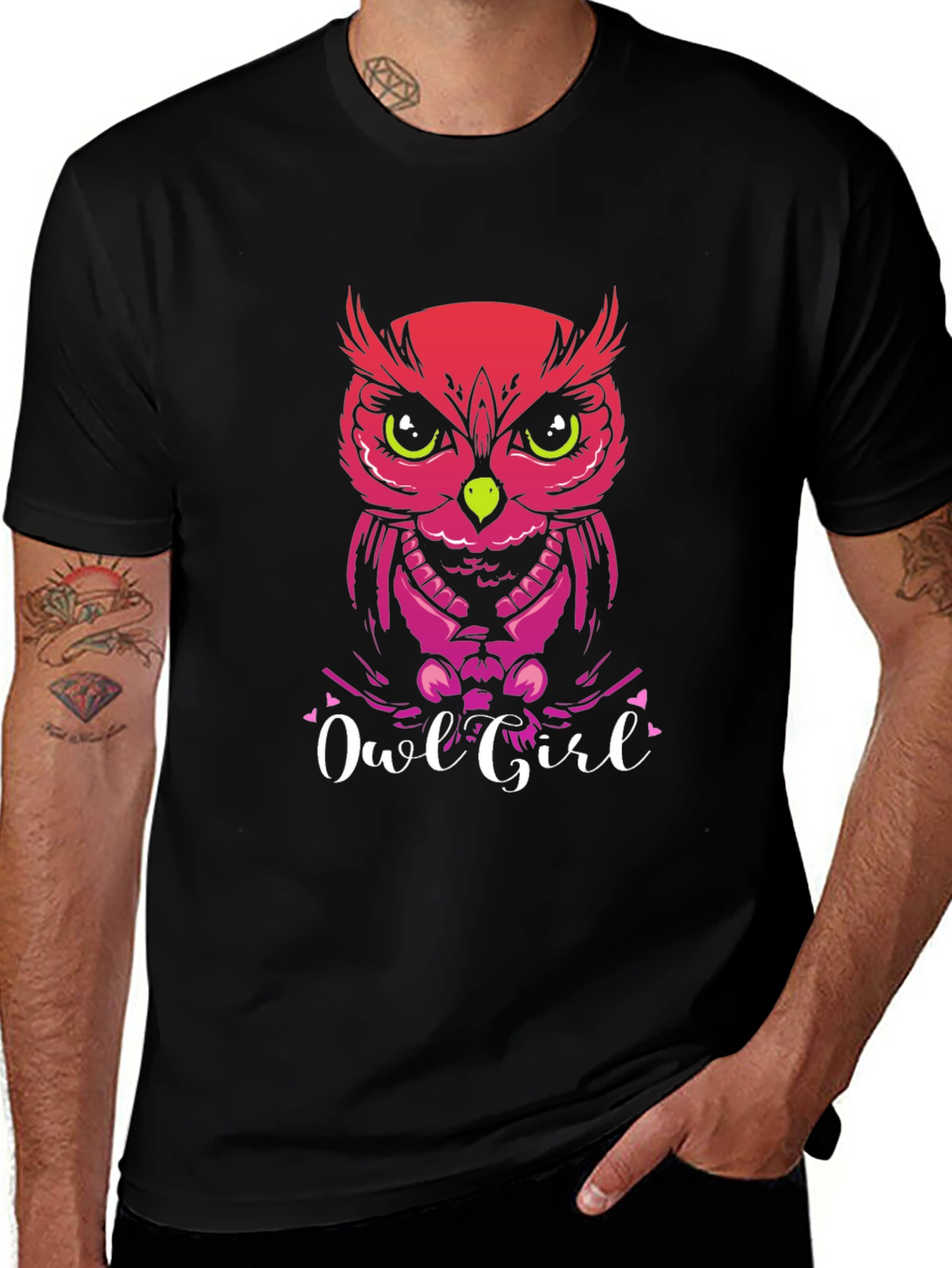 Black Owl Girl Graphic Tee - Unique Fashion Statement main image