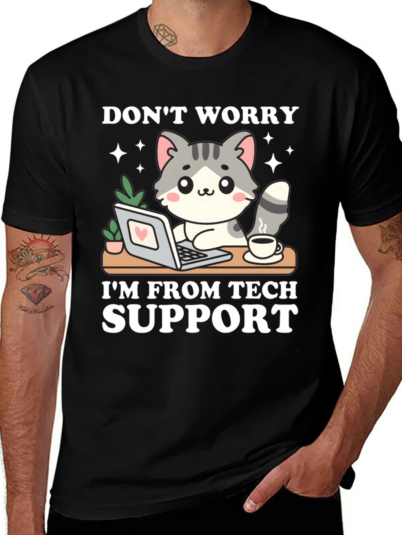 Variant 14 of Tech Support Cat T-Shirt
