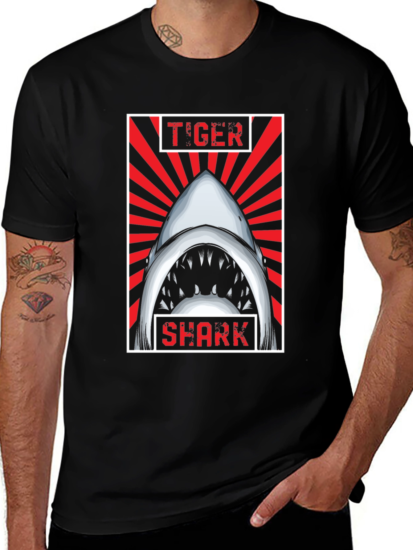 Variant 20 of Tiger Shark Graphic Tee - Bold & Unique Design