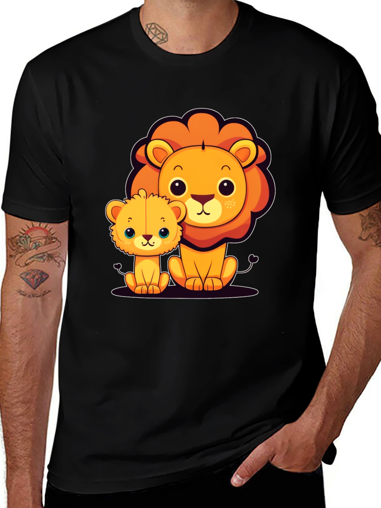 Variant 27 of Cute Cartoon Lion Family Graphic Tee