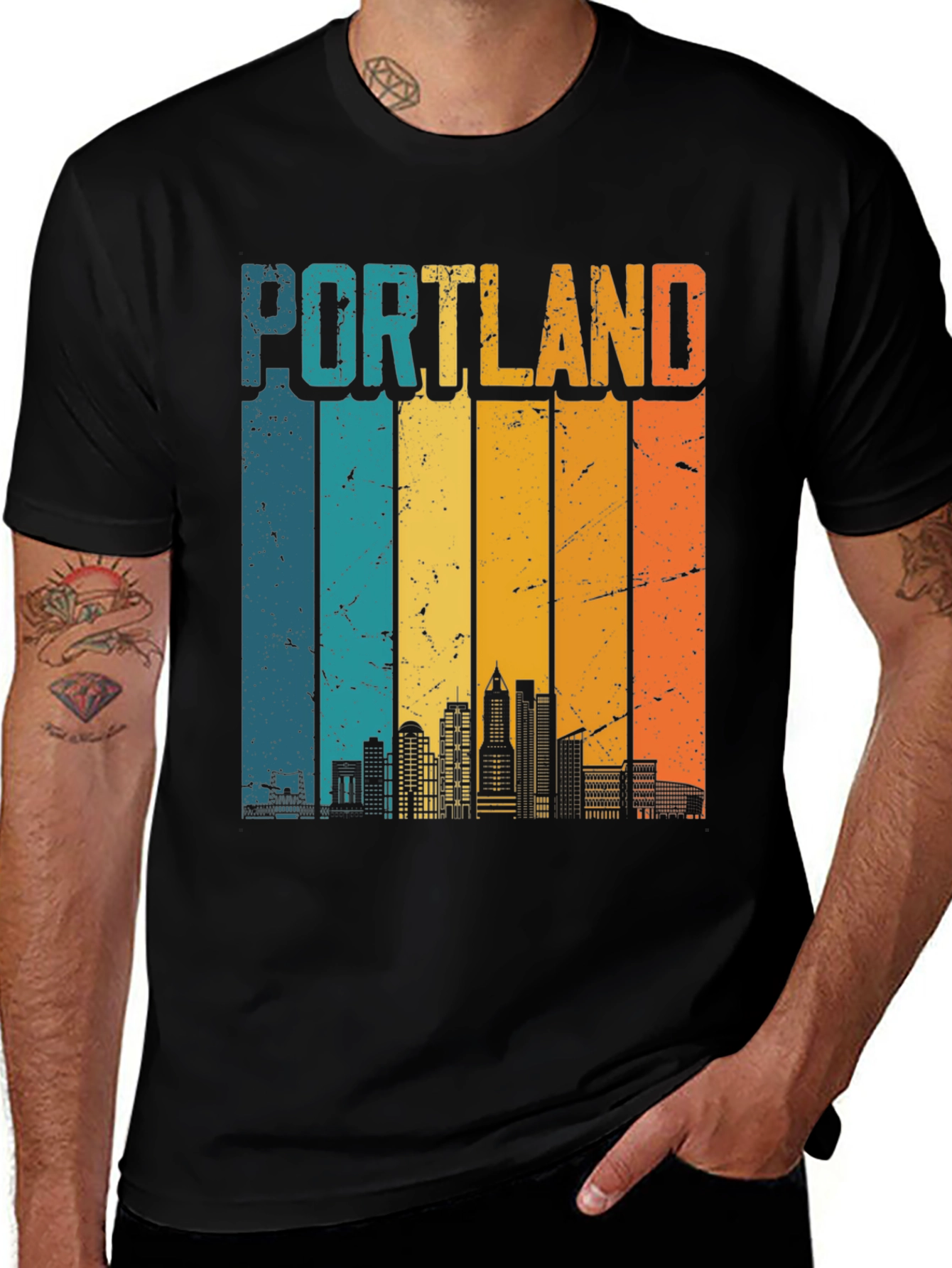 Retro Portland Skyline T-Shirt