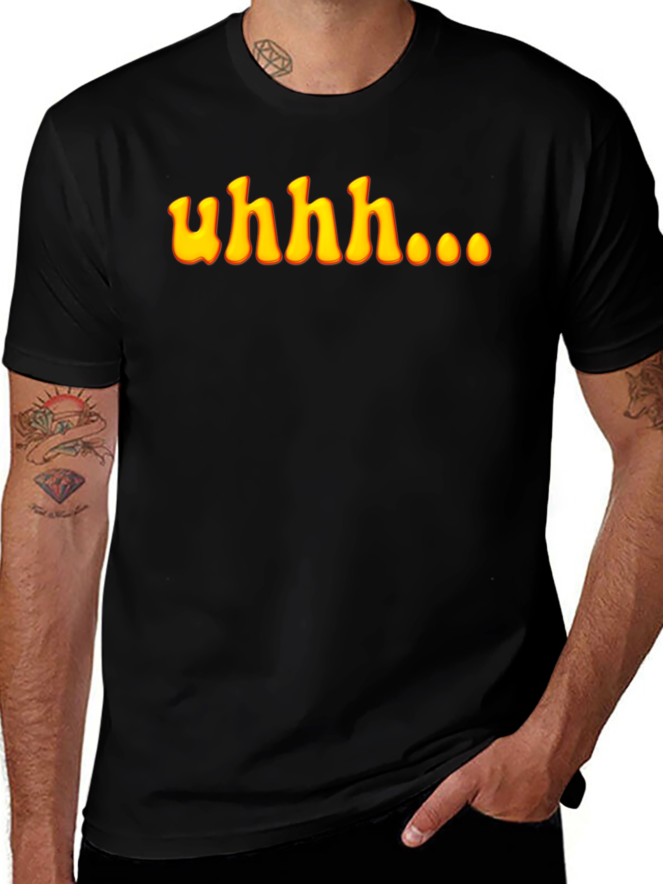 Variant 7 of Uhhh Graphic Tee - Mens Black T-Shirt