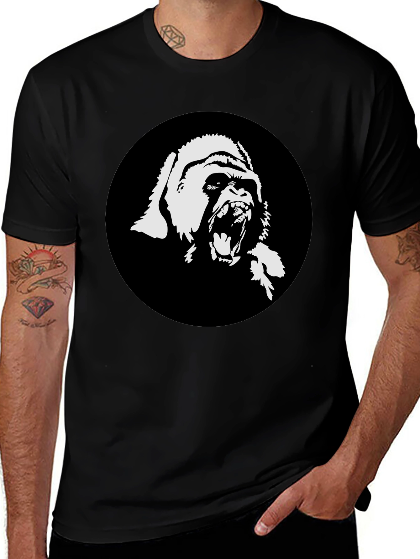 Variant 9 of Bold Gorilla Graphic Black T-Shirt