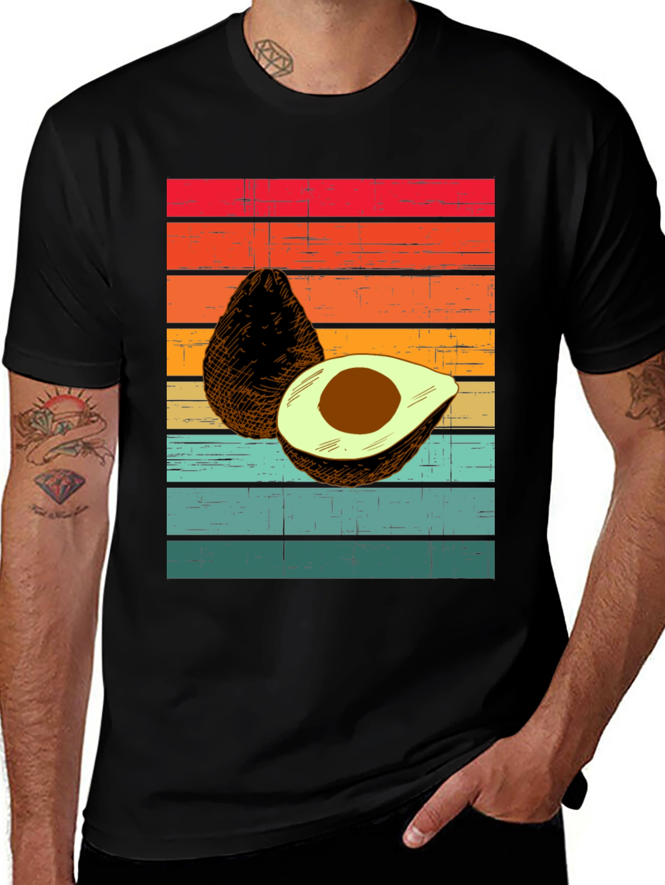 Variant 7 of Retro Avocado T-Shirt - Vintage Style Tee