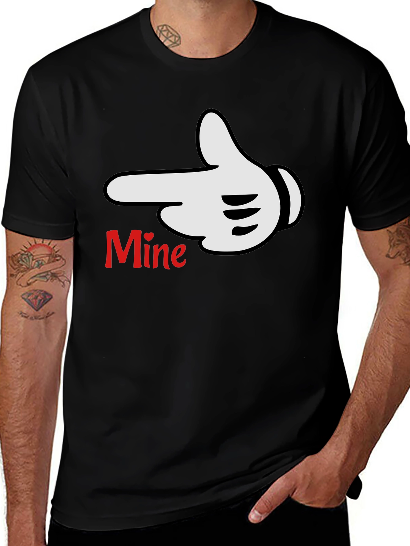 Variant 8 of Matching Couple T-Shirt: "Mine" Pointing Hand
