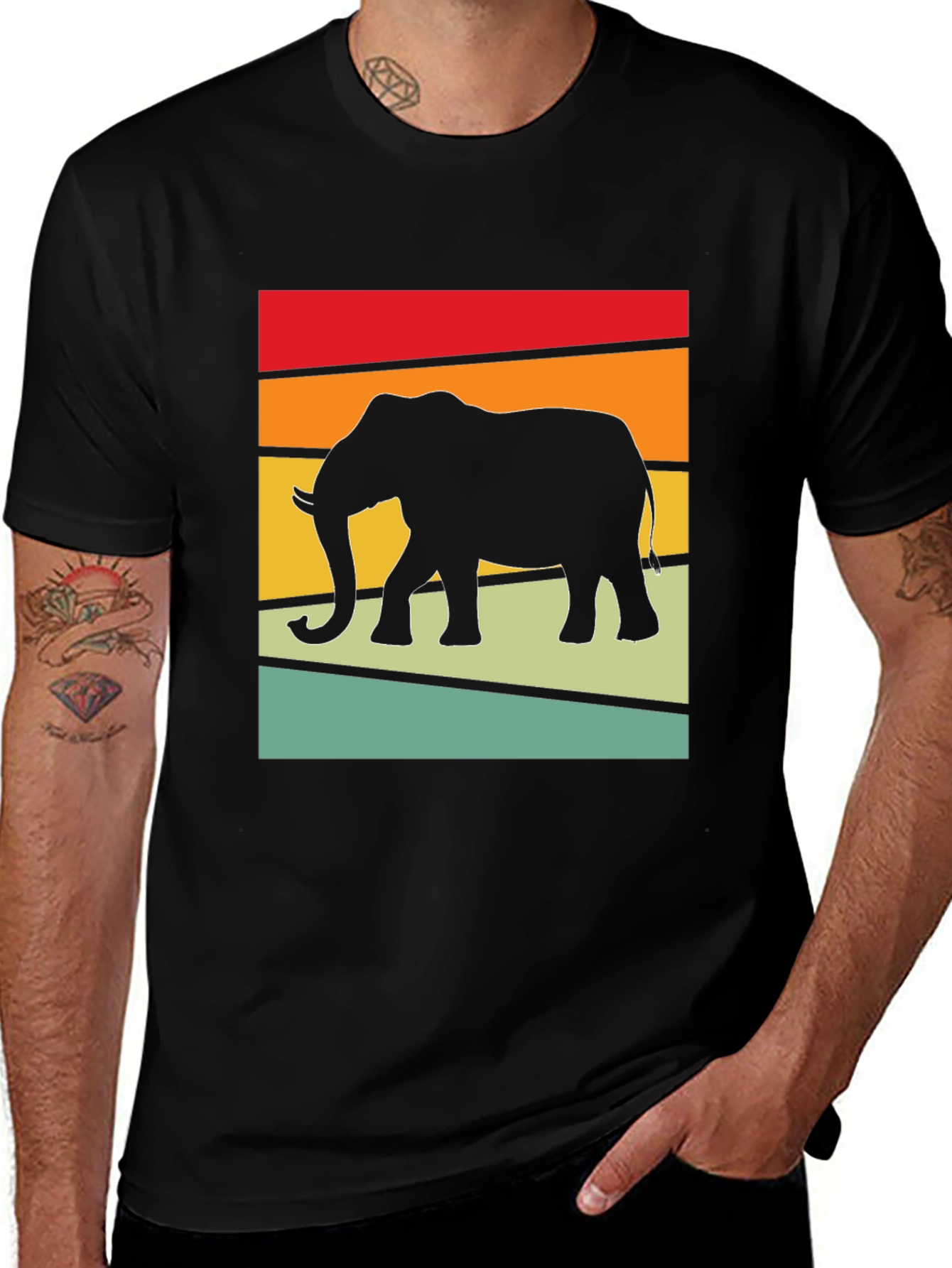 Variant 29 of Retro Elephant Graphic Tee - Stylish Comfort