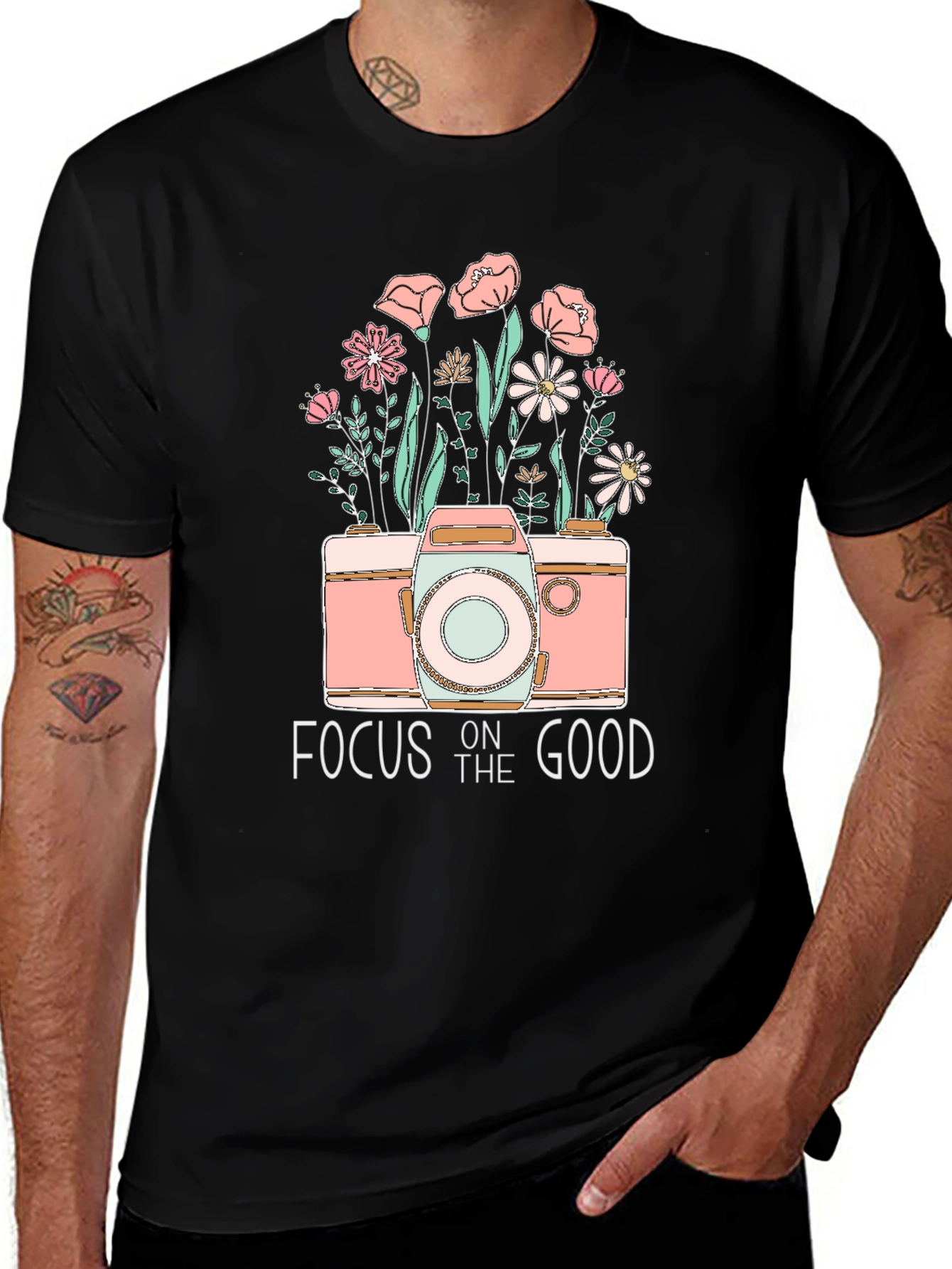 Variant 3 of Focus on the Good Camera Floral Graphic Tee